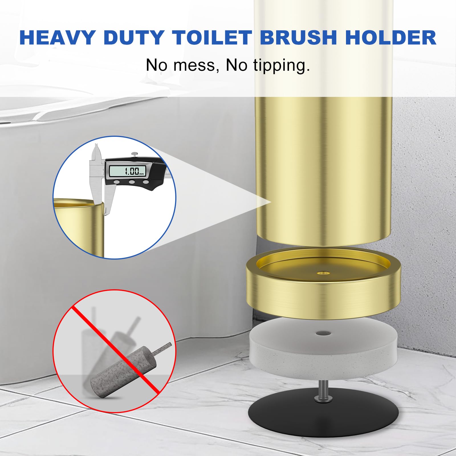 304 Stainless Steel Toilet Brush and Holder Set