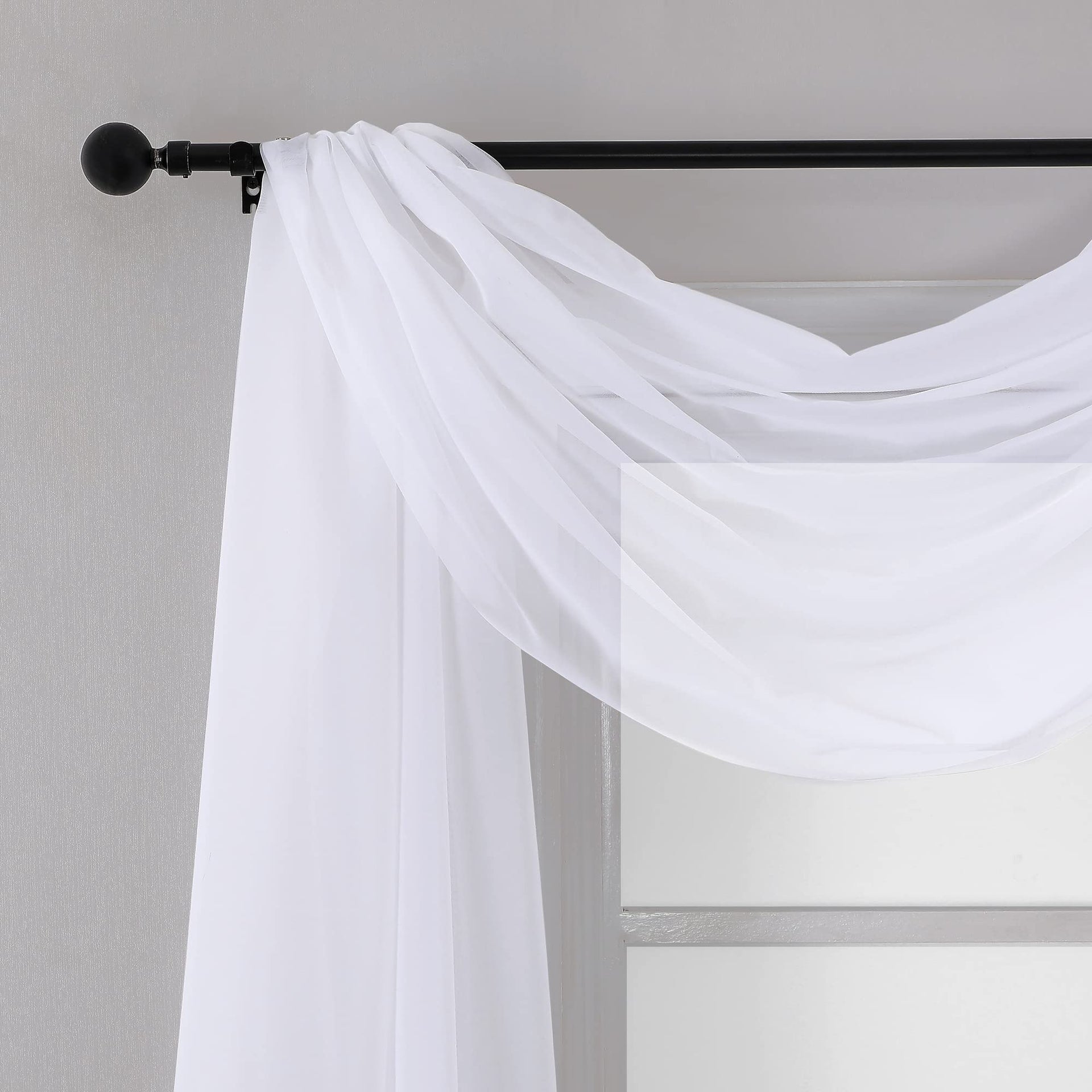Extra Long White Sheer Curtains 144 inch 2 Panels (2 Count)