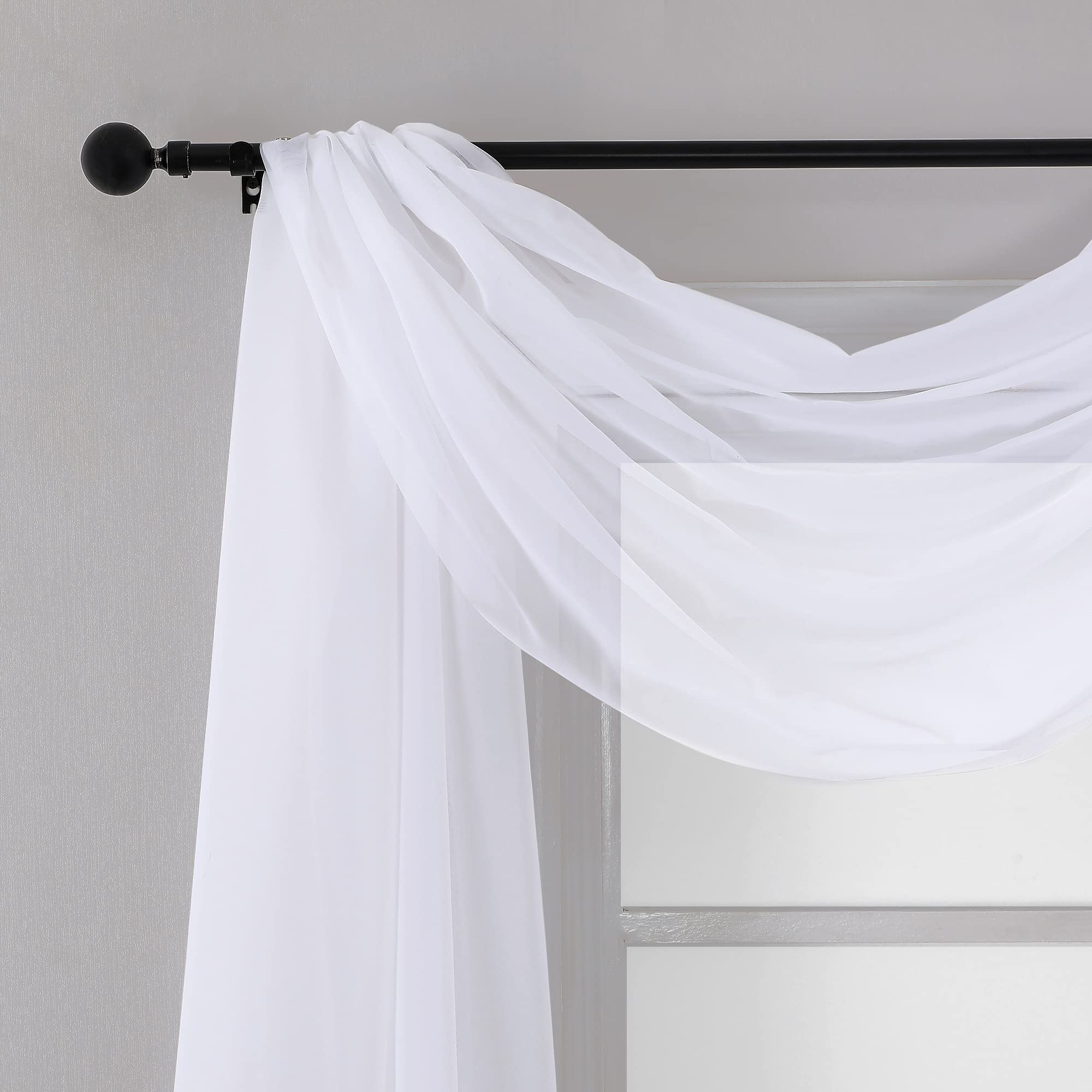Extra Long White Sheer Curtains 144 inch 2 Panels (2 Count)
