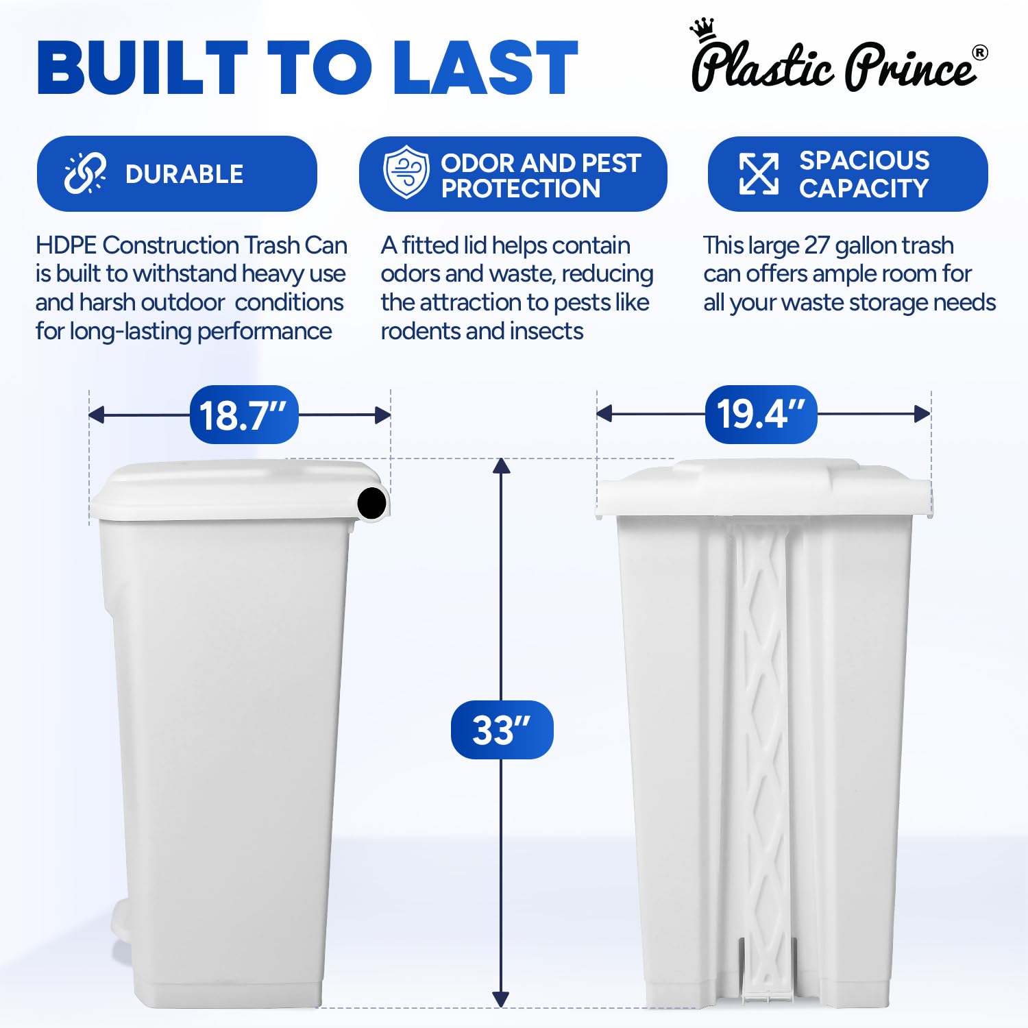 27 Gallon Step On Trash Can with Lid