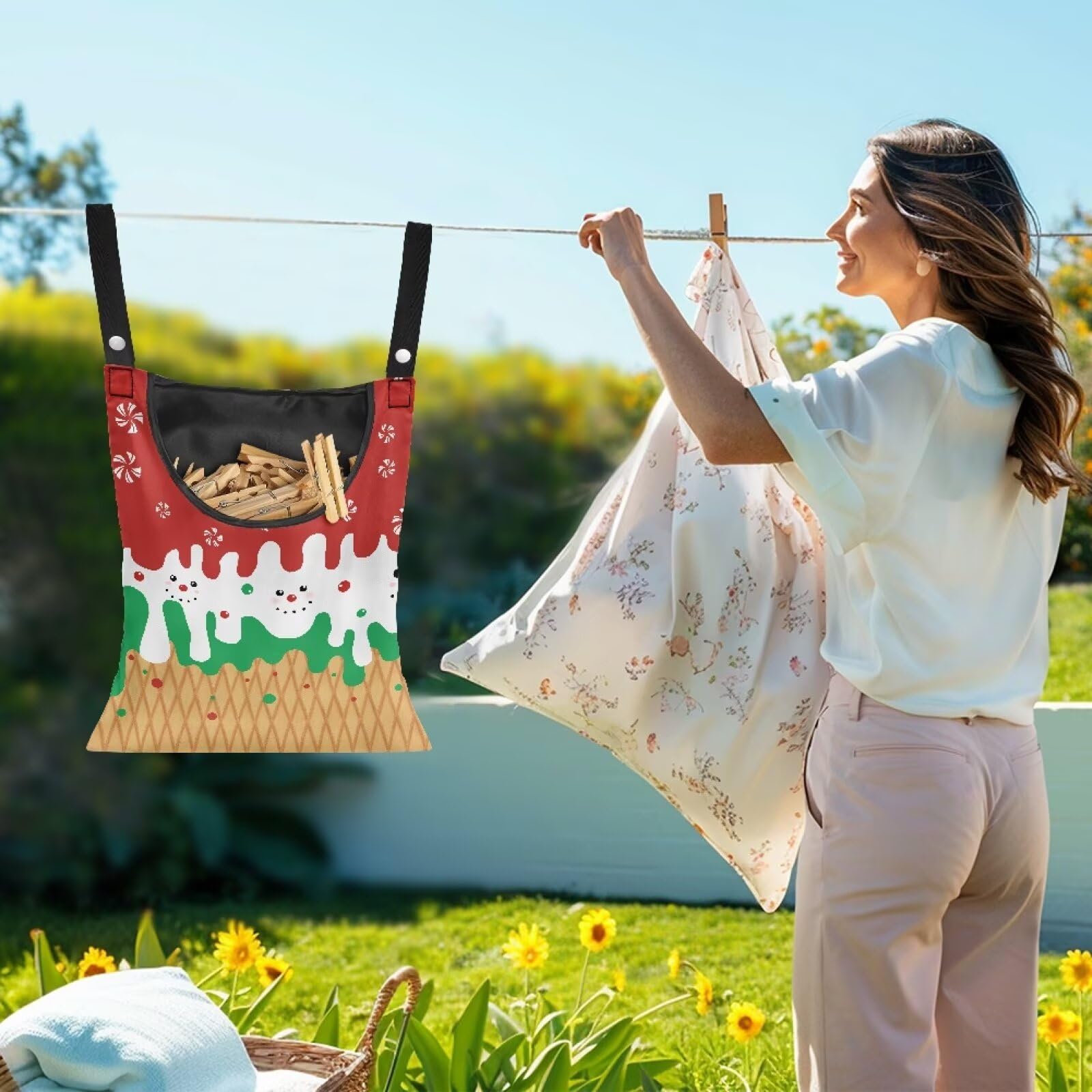 Christmas Ice Cream Clothespin Tote Bag