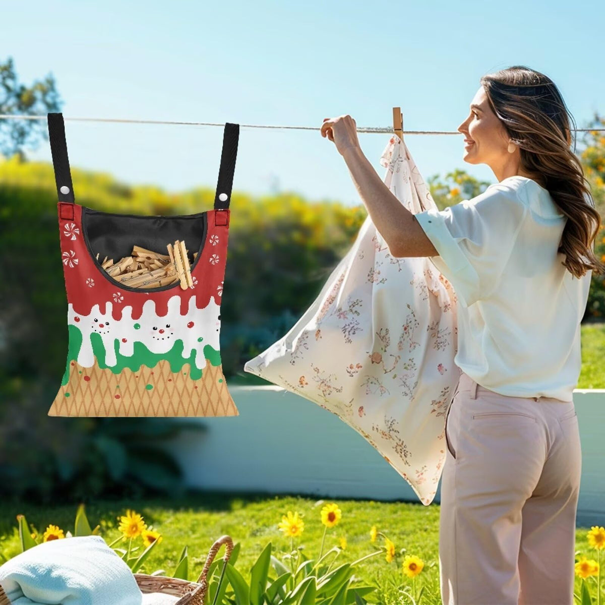 Christmas Ice Cream Clothespin Tote Bag