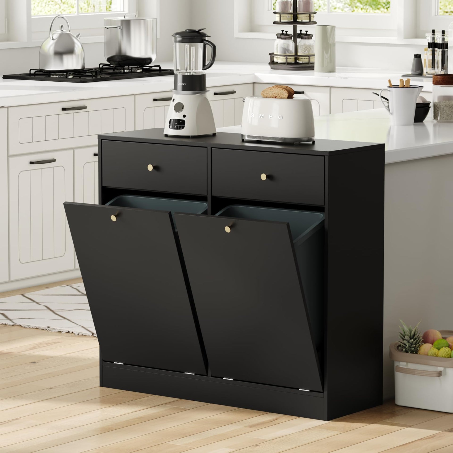 Double Tilt Out Trash Can Cabinet