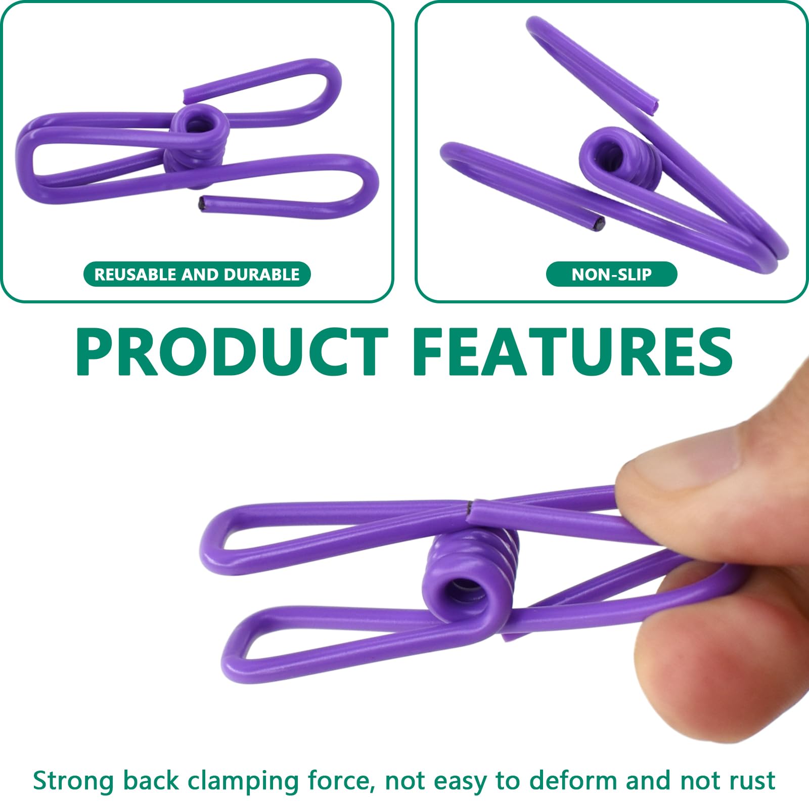 50 Packs Steel Wire Clips Vinyl Plastic Coated Multi (50 Count)