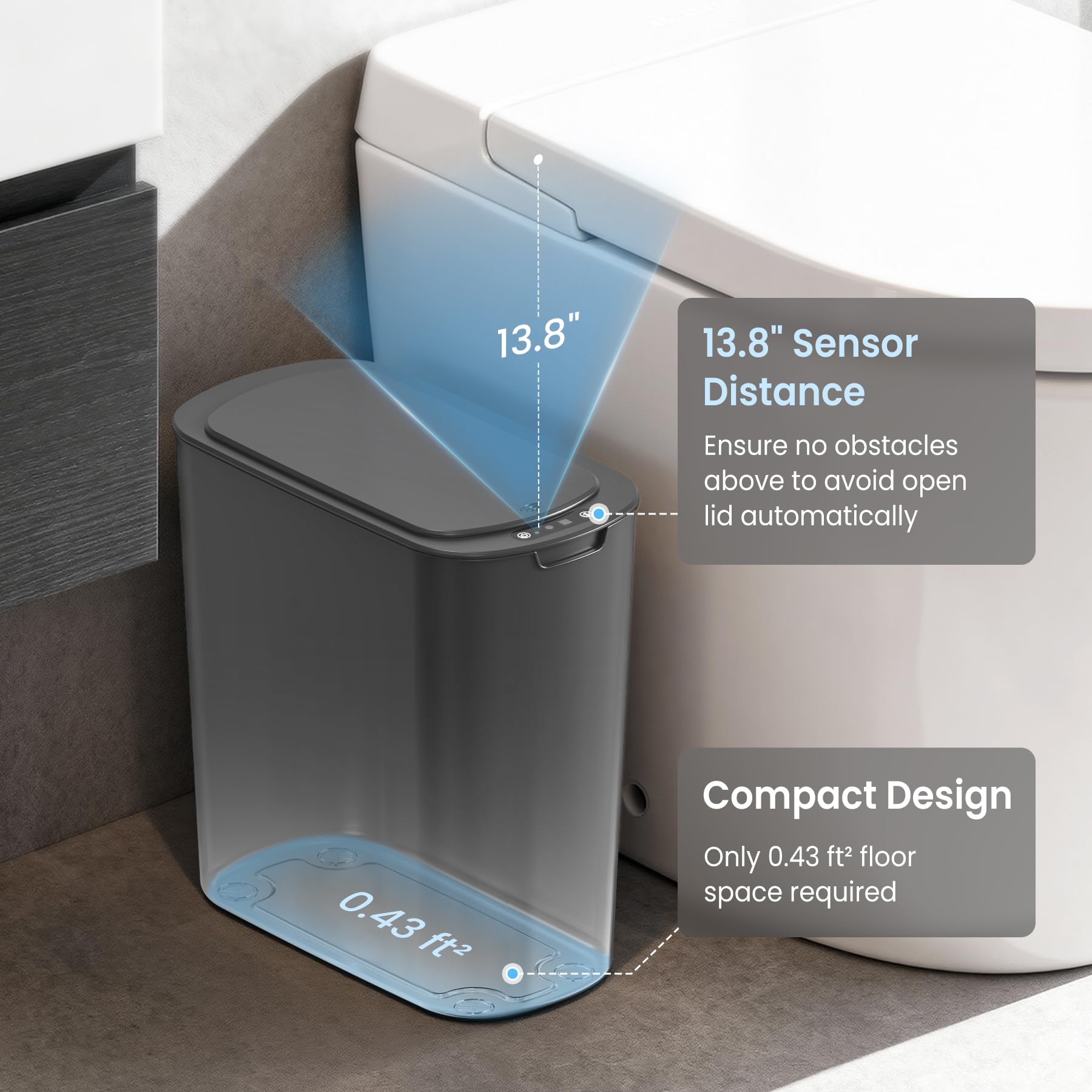 Automatic Small Bathroom Trash Can with Lid