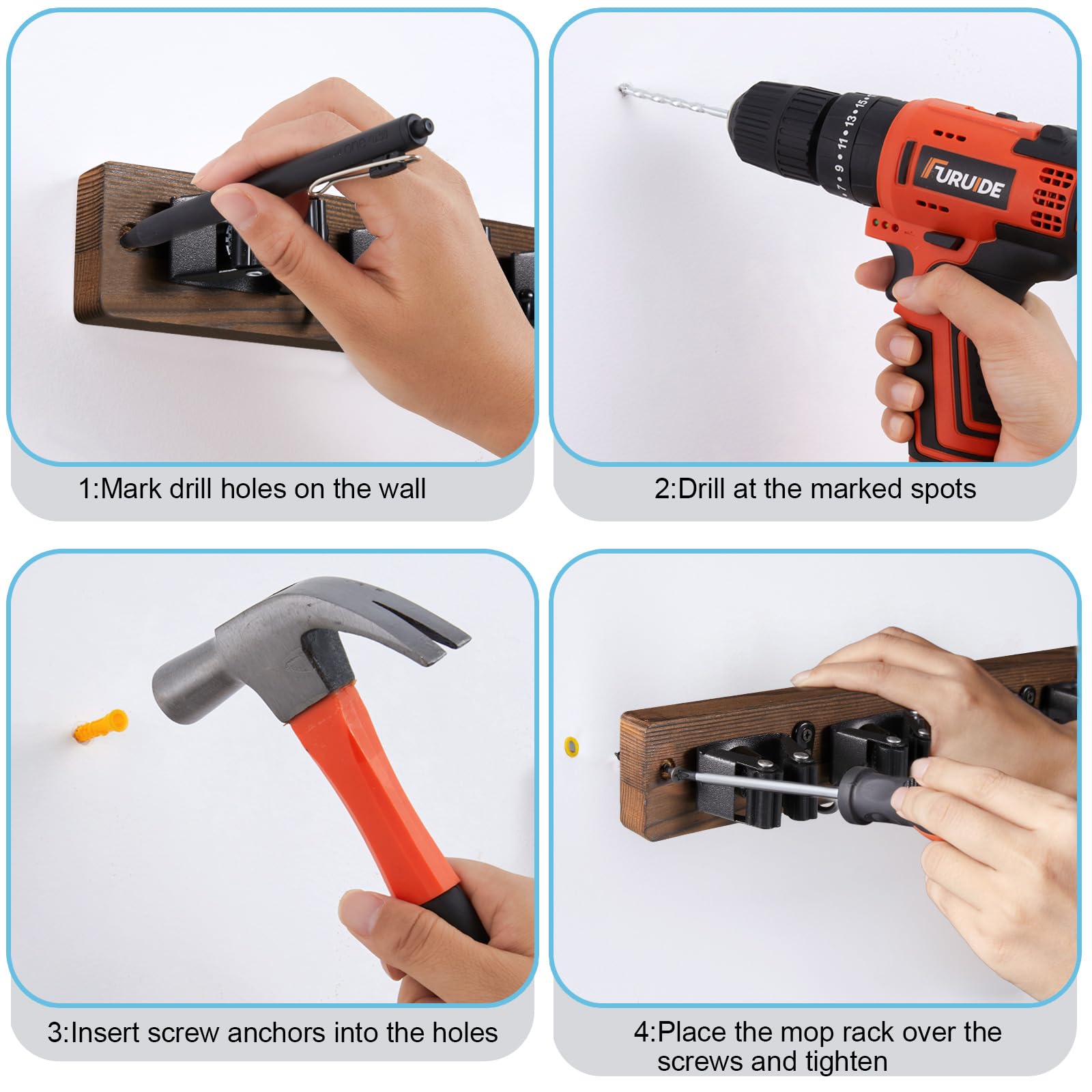 Brown Broom Holder Wall Mount
