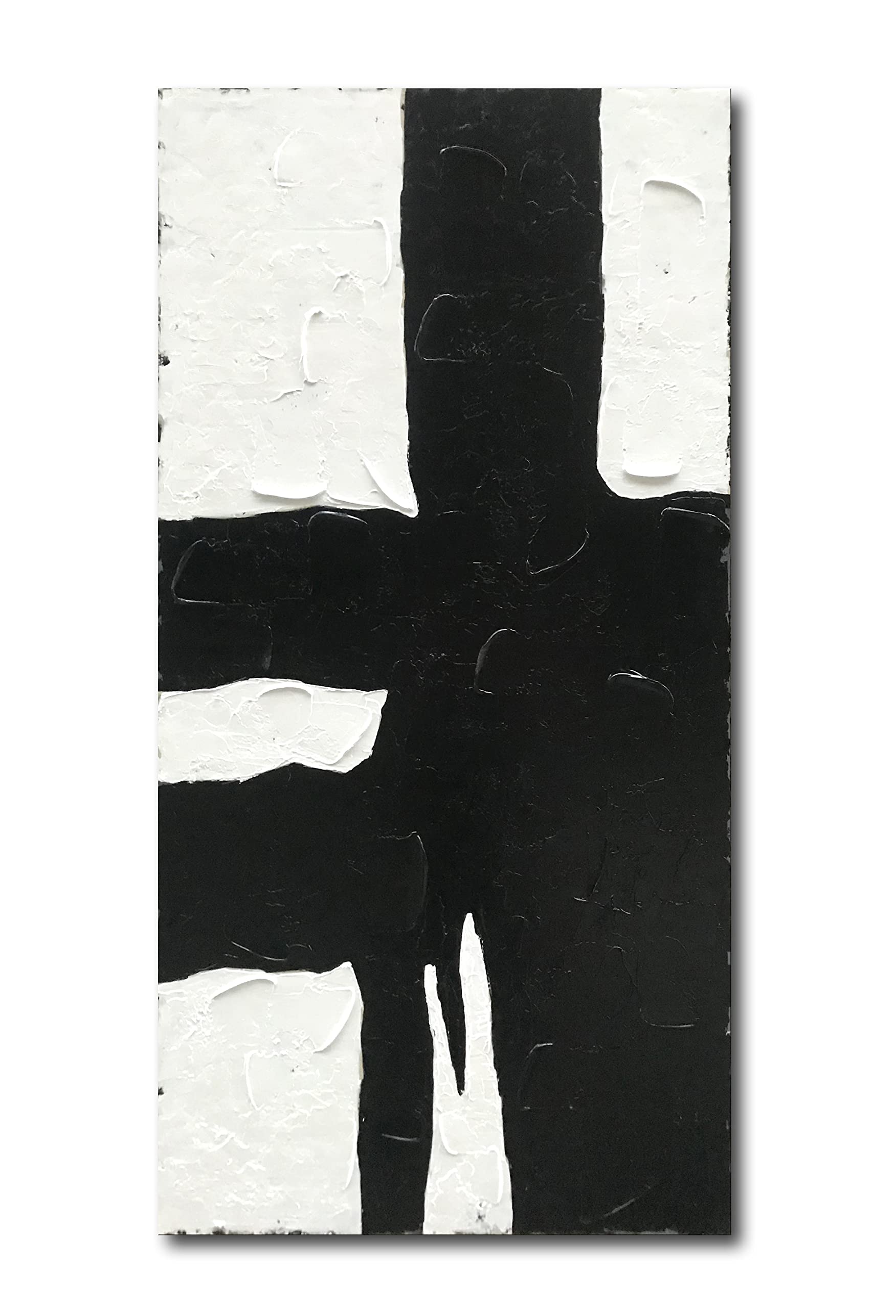 Art Hand drawn minimalist black and white abstract art oil painting