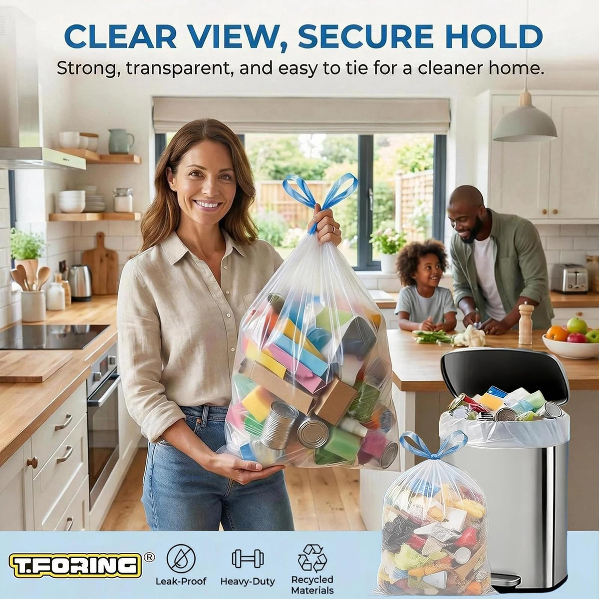 Kitchen 10 Gallon Trash Bag Drawstring (120 Count)