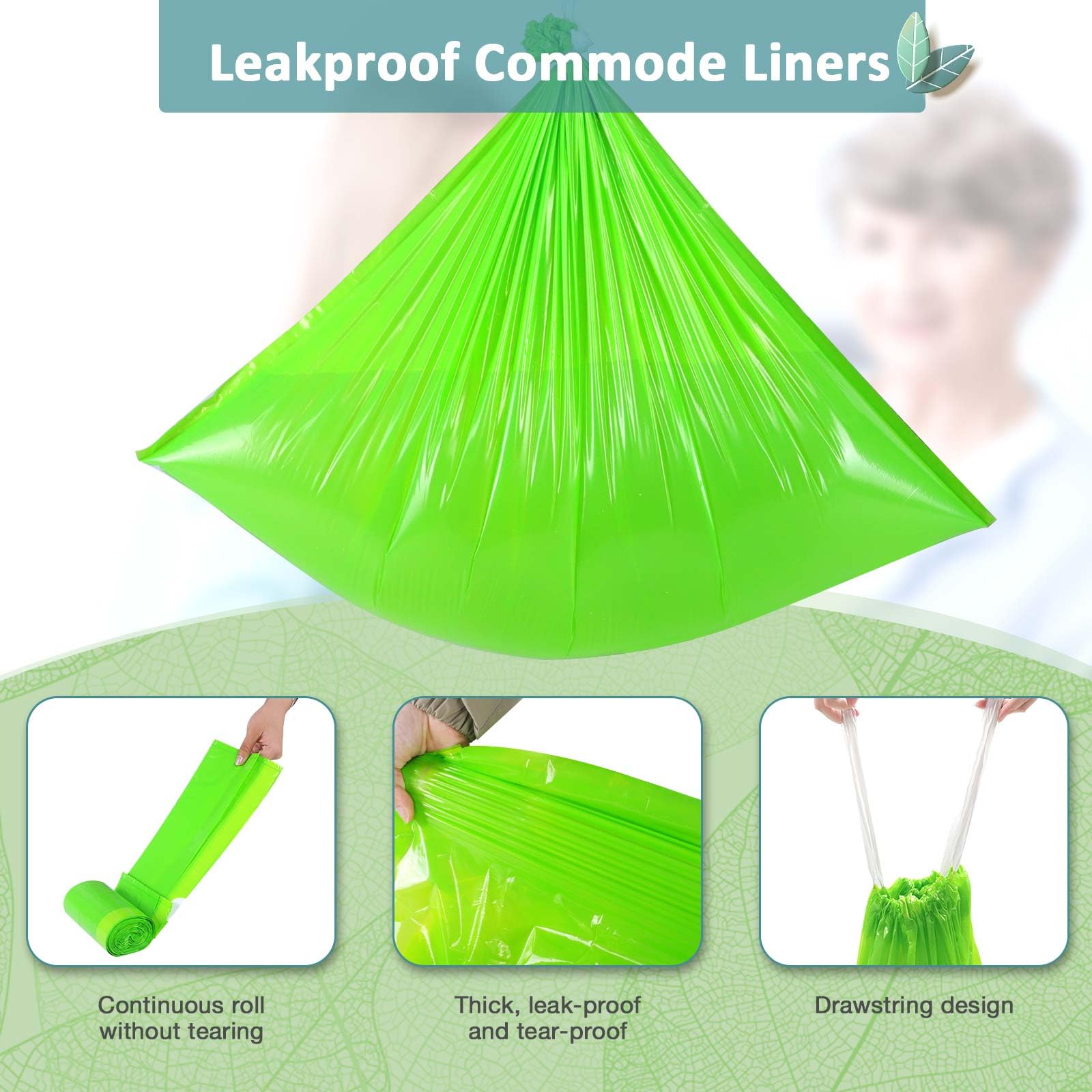 Commode Liners for Bedside Commode Vanilla Scented 150pcs Disposable Bags Universal Fit Most Standard Toilet Chair Bucke (150 Count)