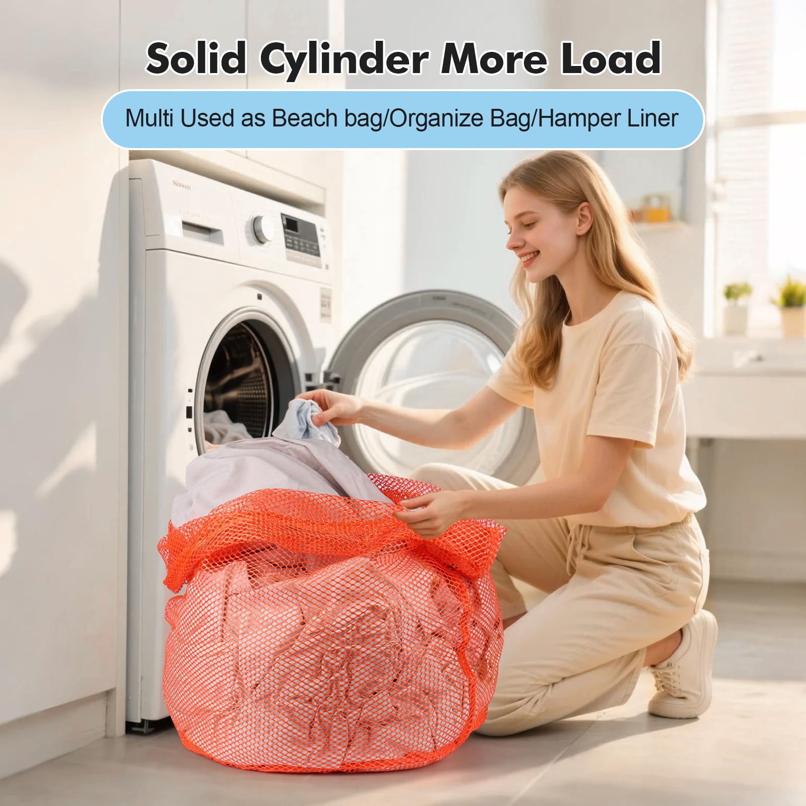 3Pcs Mesh Laundry Bags Washing Machine Mesh Wash Bags Jumbo for Delicates Clothes (3 Count)