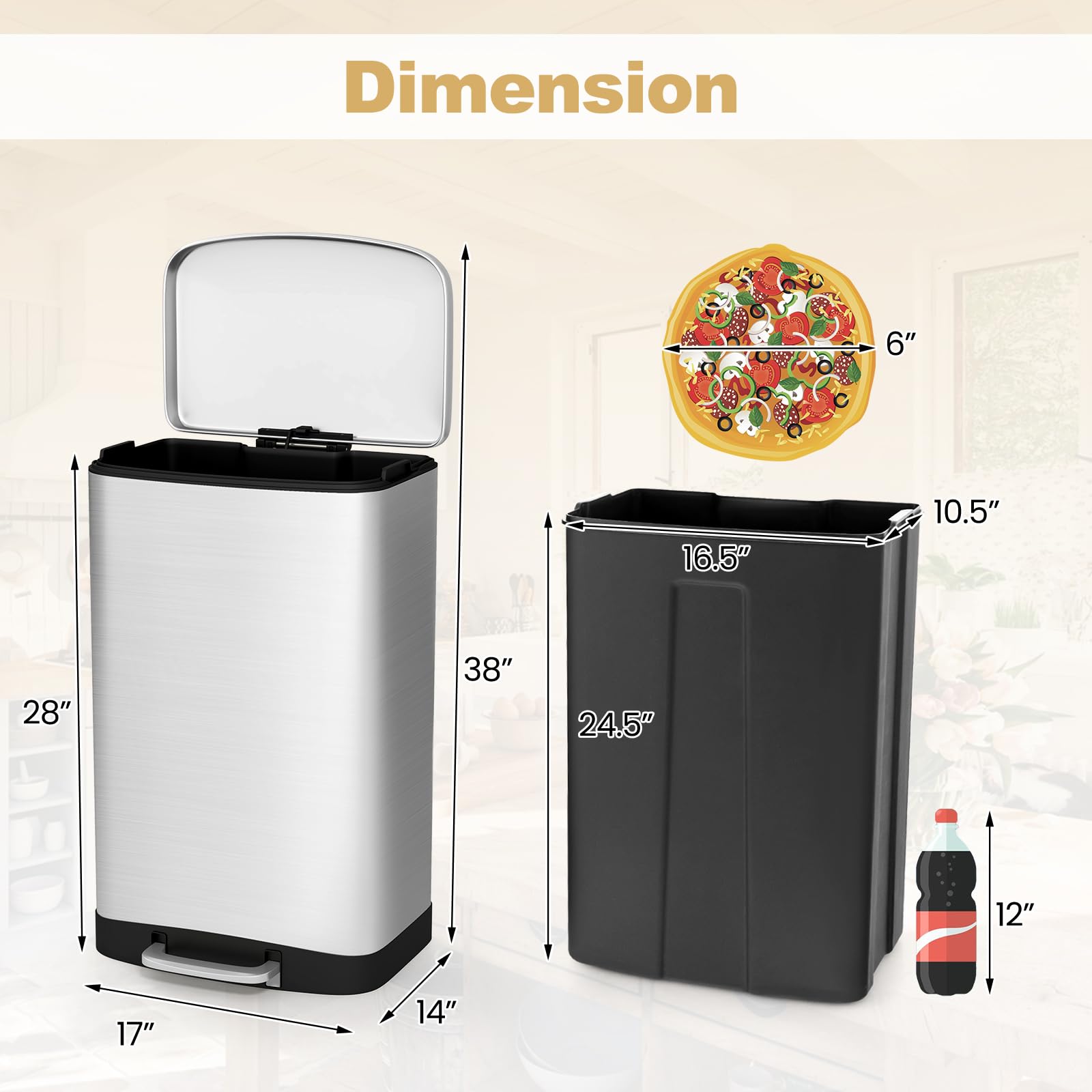 13.2 Gal Kitchen Trash Can