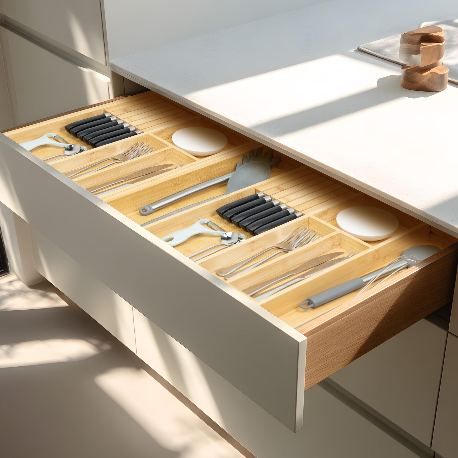 Bamboo Silverware Drawer Organizer