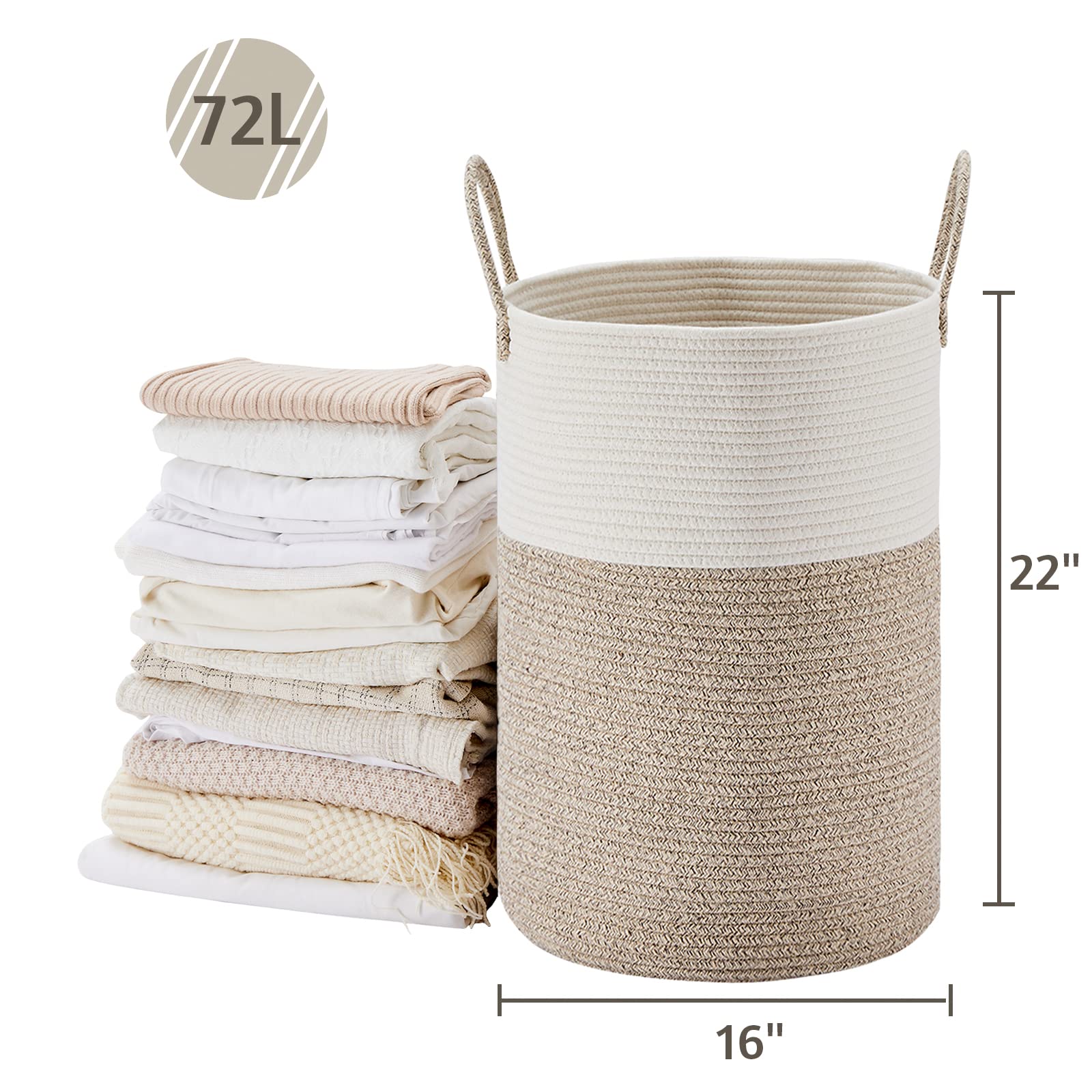 72L Tall Woven Laundry Basket Hamper