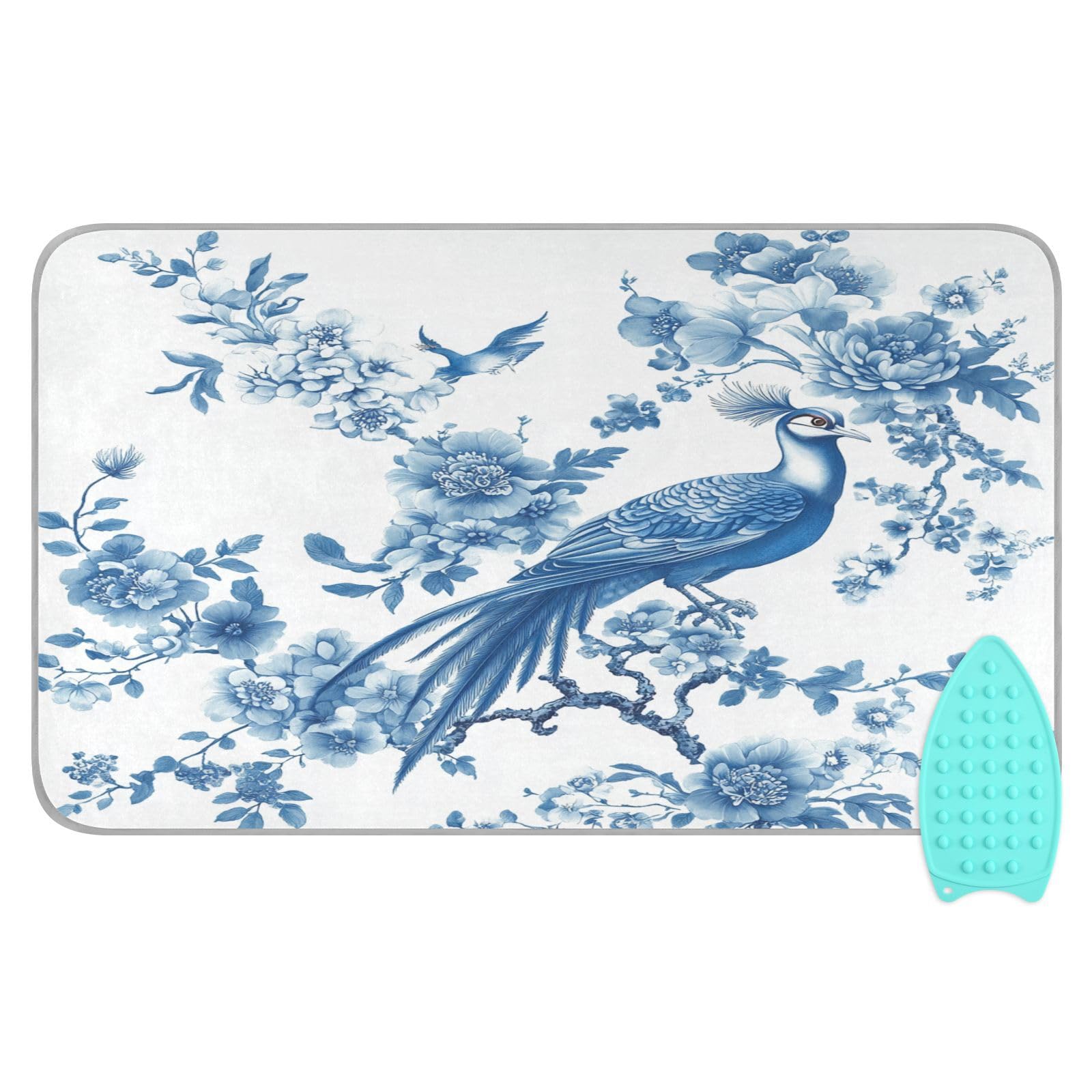 Chinoiserie Flower Peacock Ironing Mat Thickened Ironing Blanket Travel Portable Double