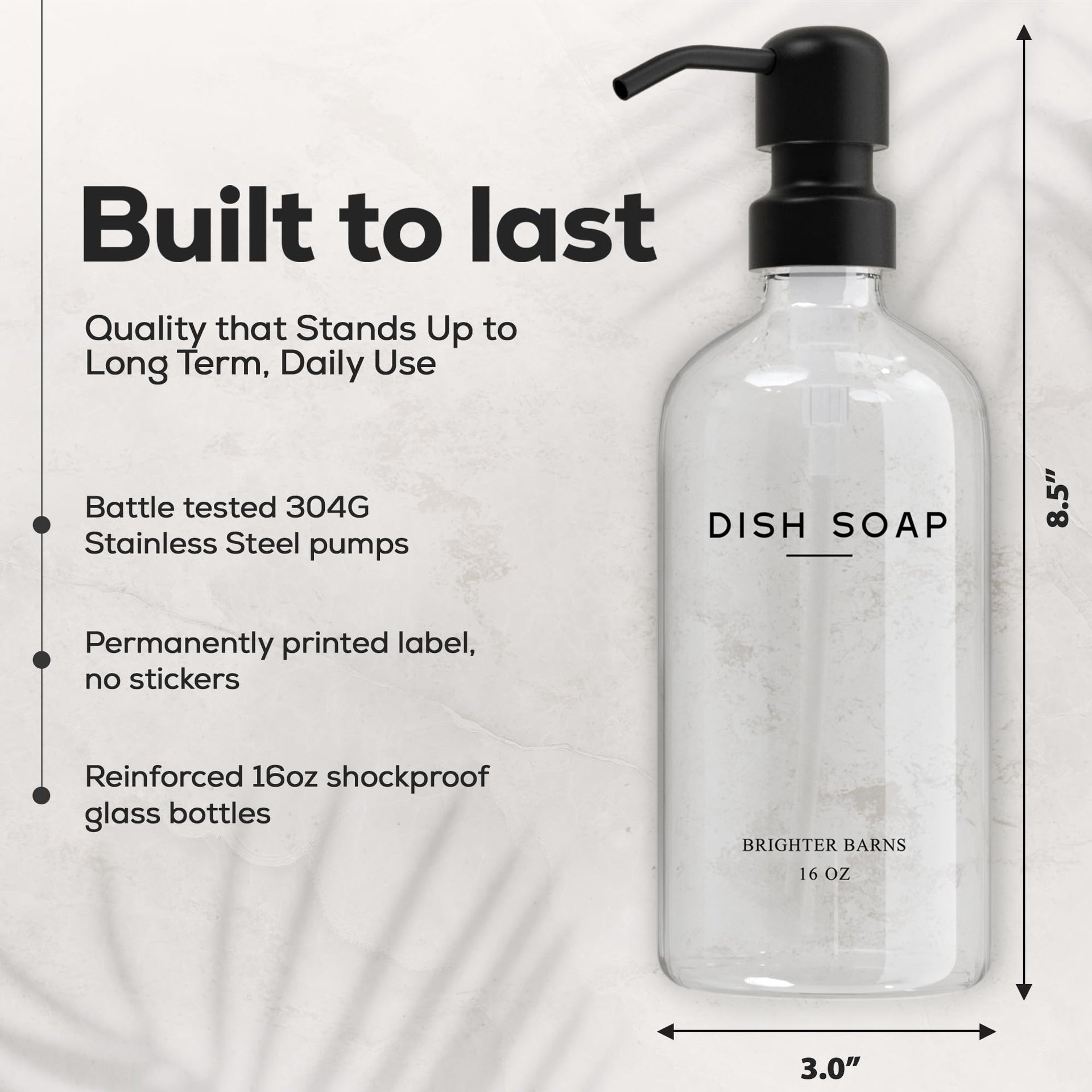 Clear Glass Hand and Dish Soap Dispenser Set by Brighter Barns (2 Count)
