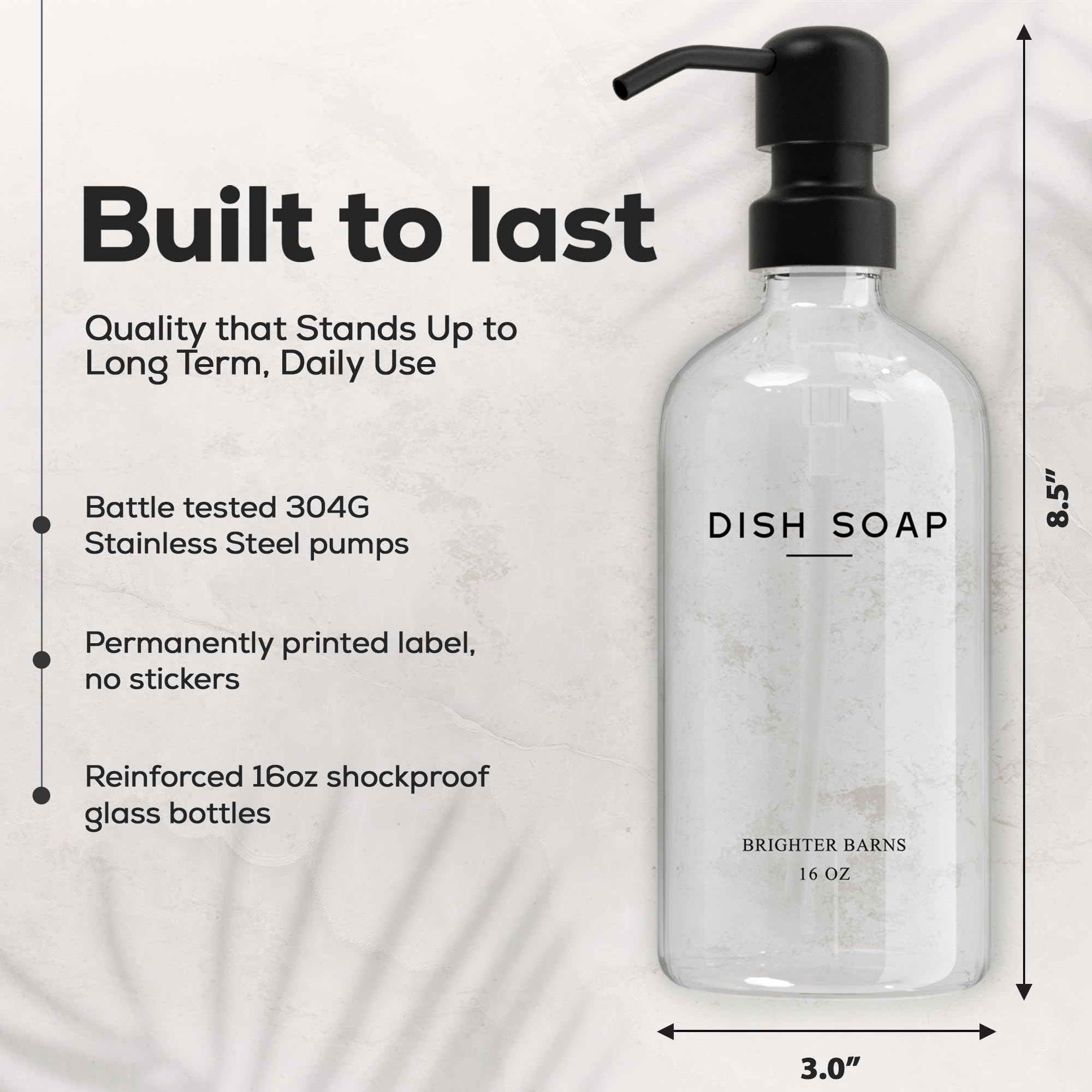 Clear Glass Hand and Dish Soap Dispenser Set by Brighter Barns (2 Count)