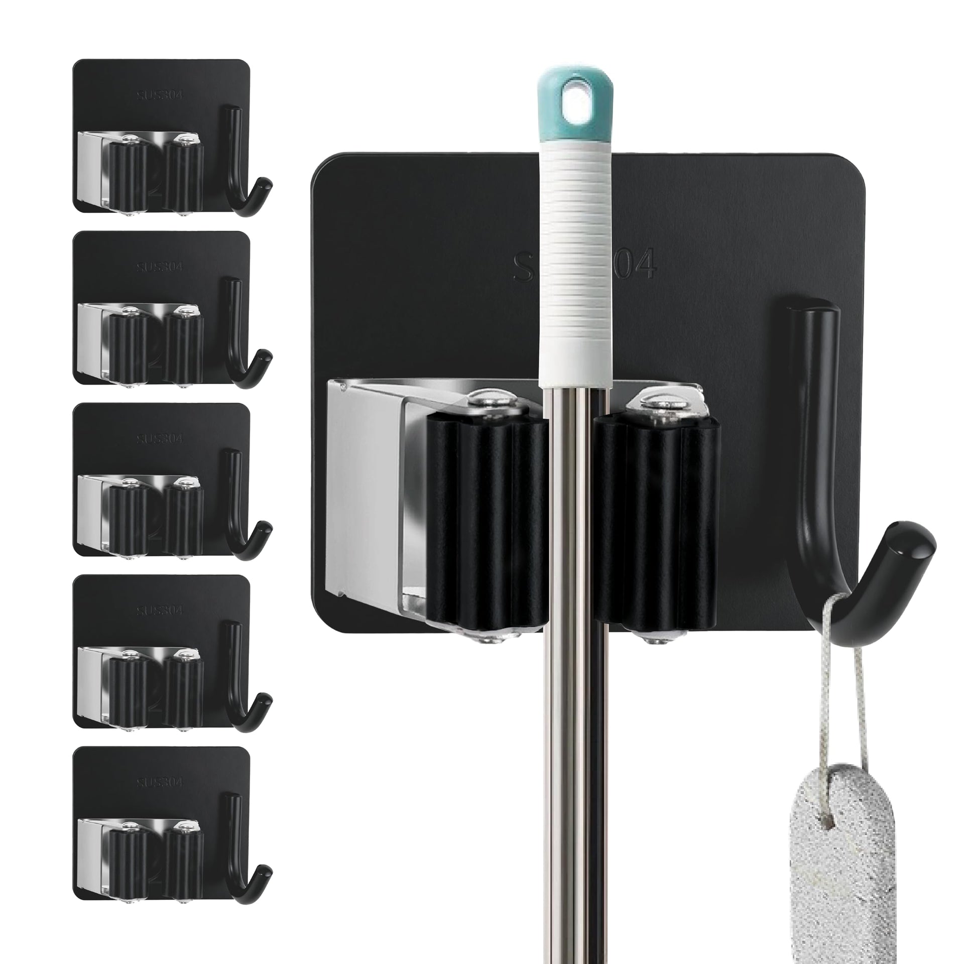 5 Pack Broom and Mop Organizer Wall Hanging (5 Count)