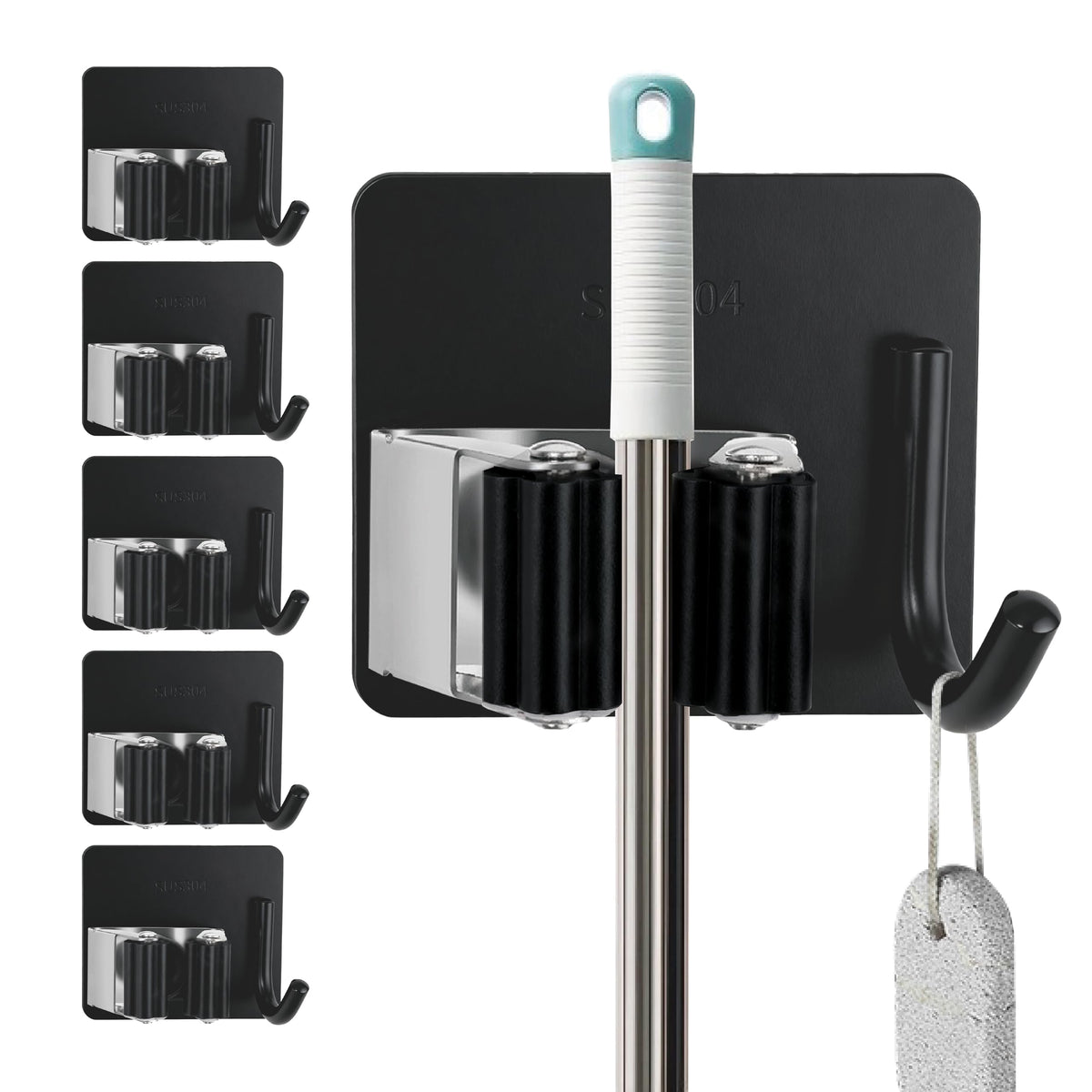 5 Pack Broom and Mop Organizer Wall Hanging (5 Count)