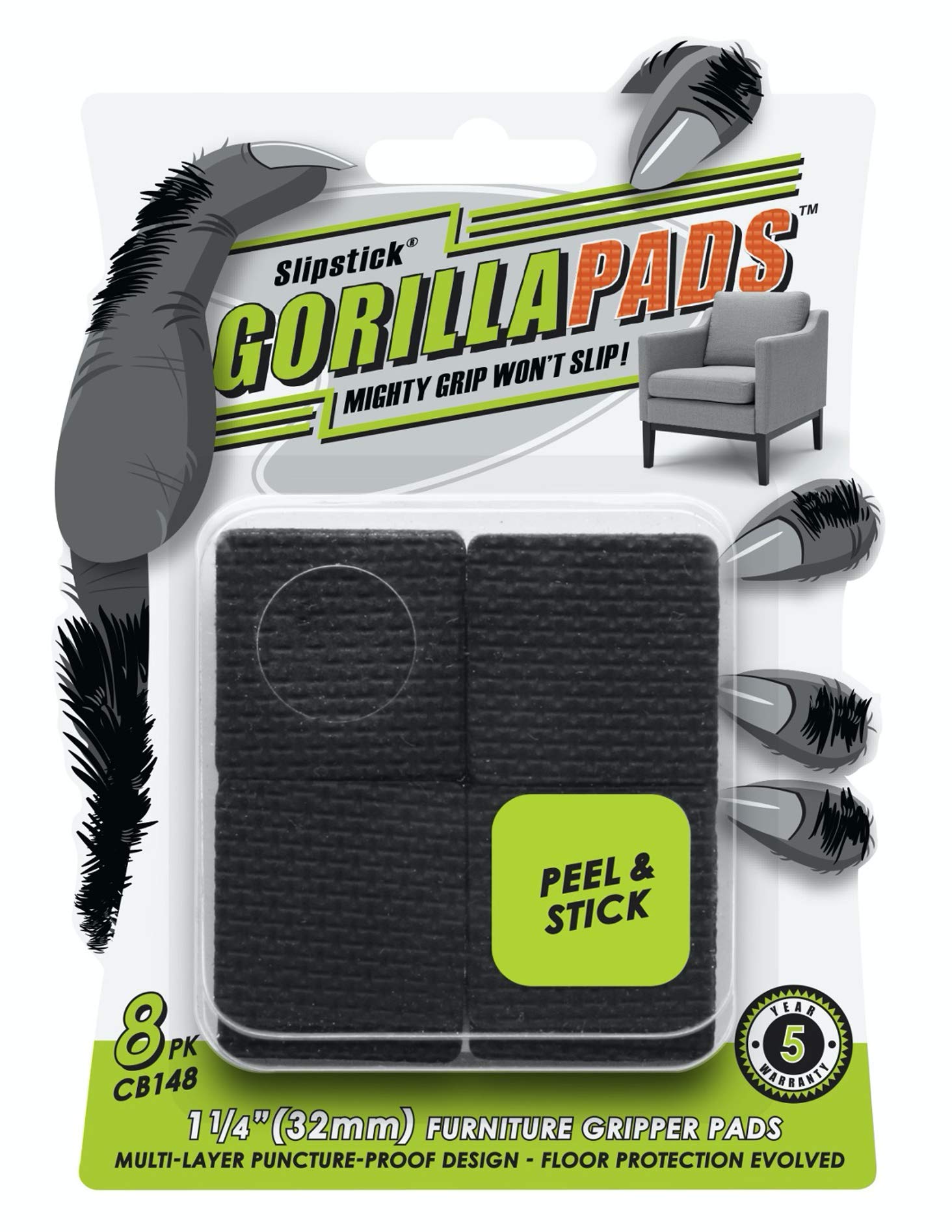 GorillaPads CB148 Non Slip Furniture Pads (8 Count)