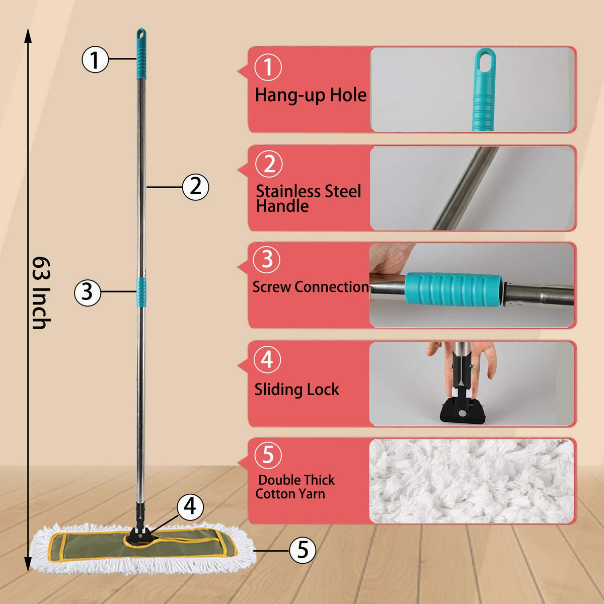 OFO 24inch Industrial Commercial Dust Mop 2 Sets (2 Count) - ModHome Supplies