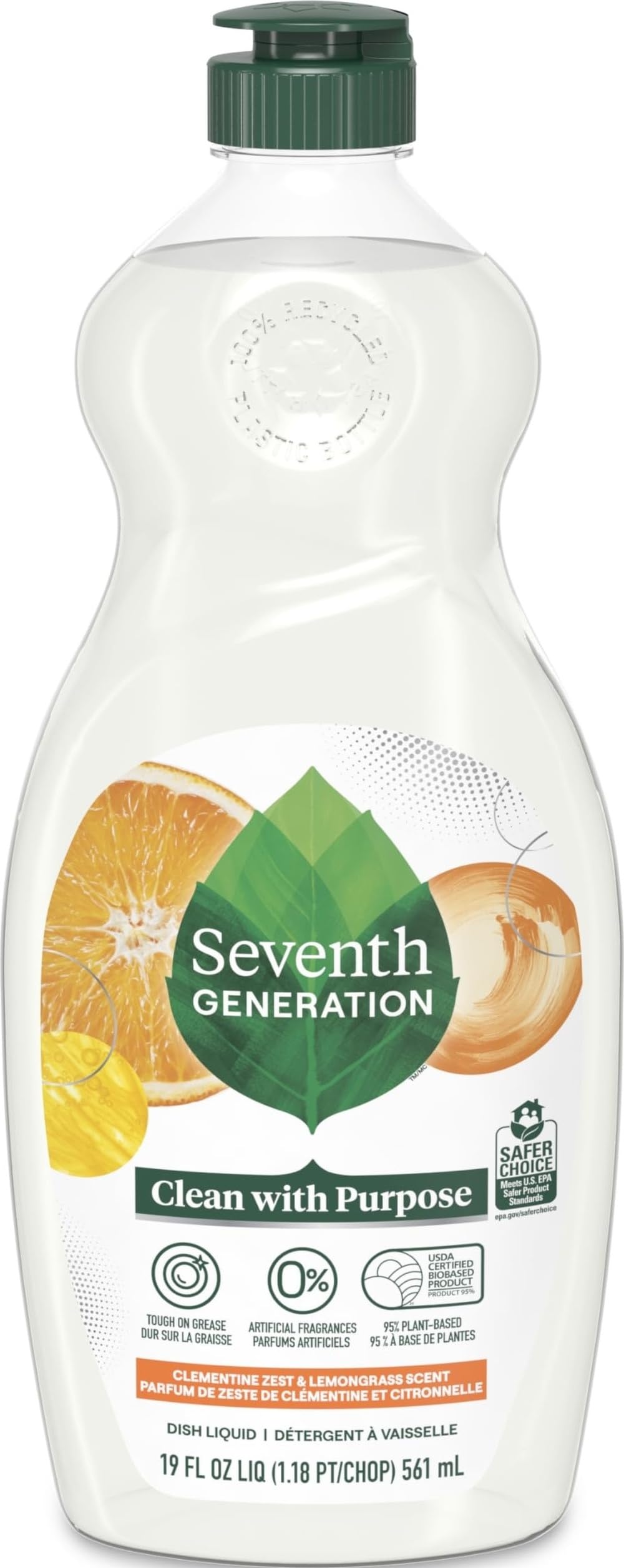 Dish Liquid Soap Clementine Zest Lemongrass Dishwashing Soap Liquid Soap 19 oz (19 Fl Oz)