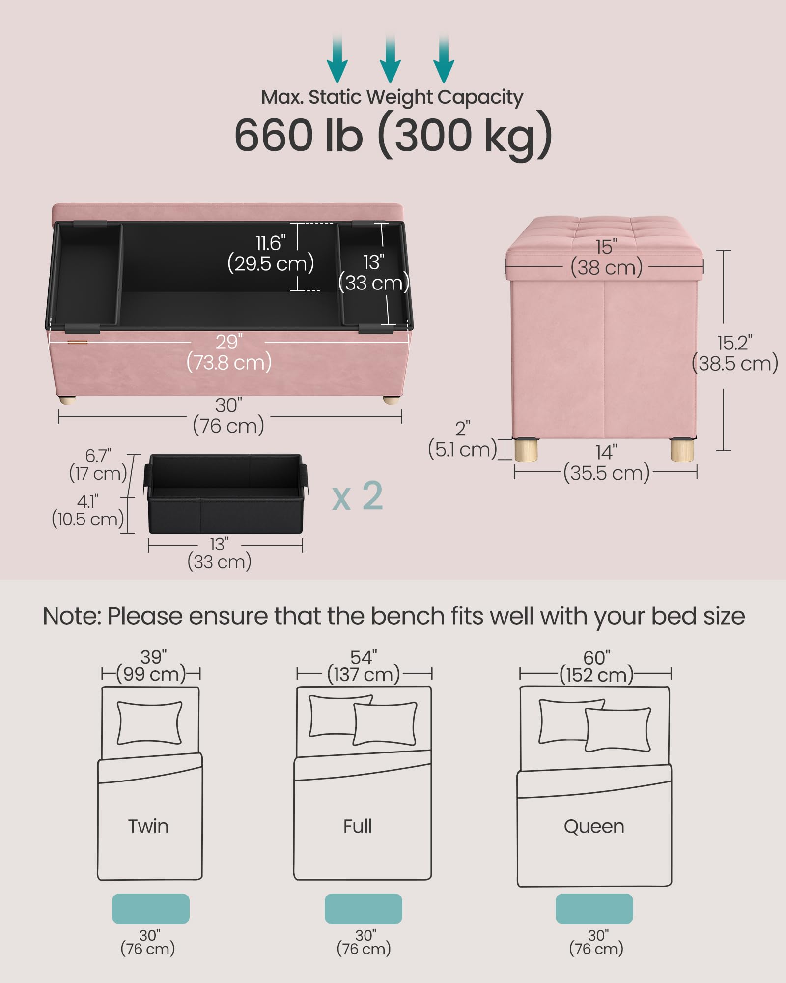 Storage Ottoman Bench with Legs