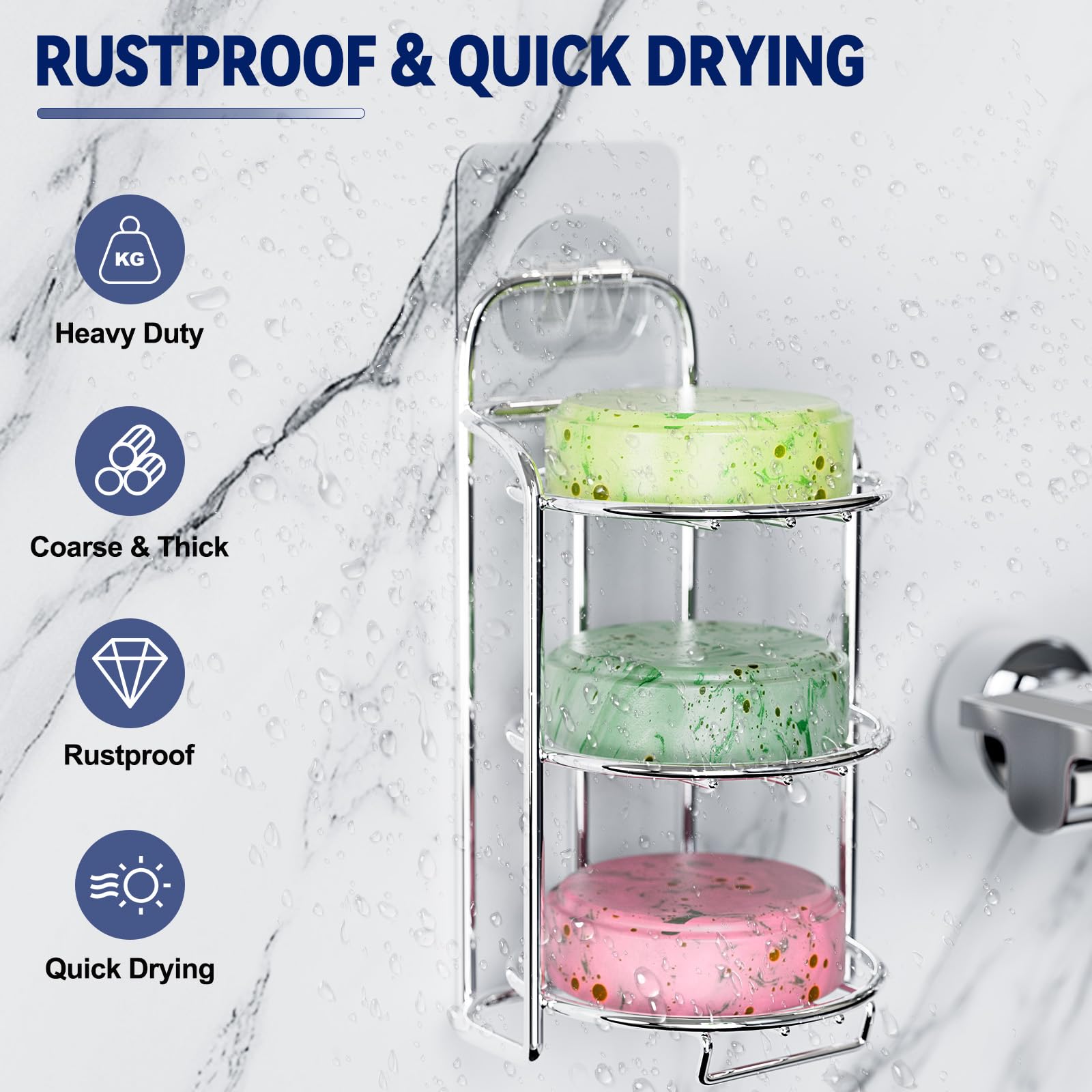 Silver 3 Tier Shower Soap Shampoo Bar Holder (3 Count)