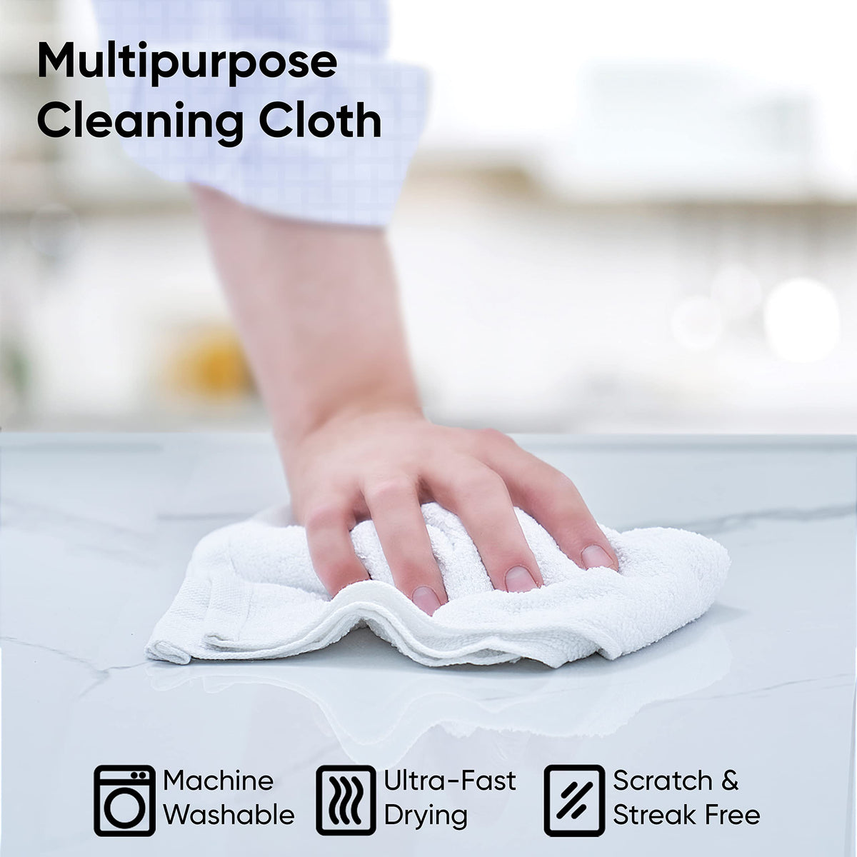 Terry Cloth Rags White Washcloths 100% Cotton 12" Cleaning Cloths (72 Count)