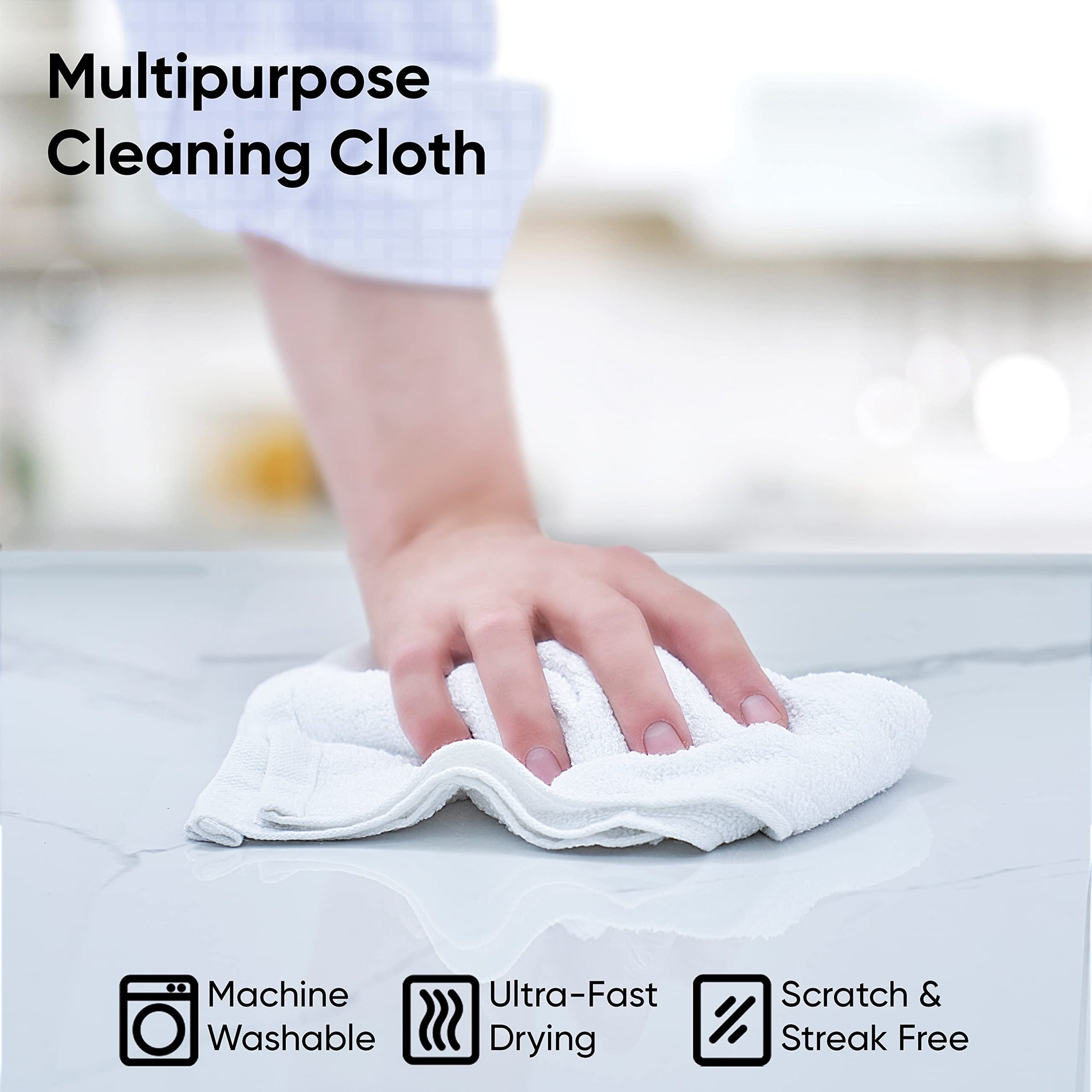 Terry Cloth Rags White Washcloths 100% Cotton 12" Cleaning Cloths (48 Count)