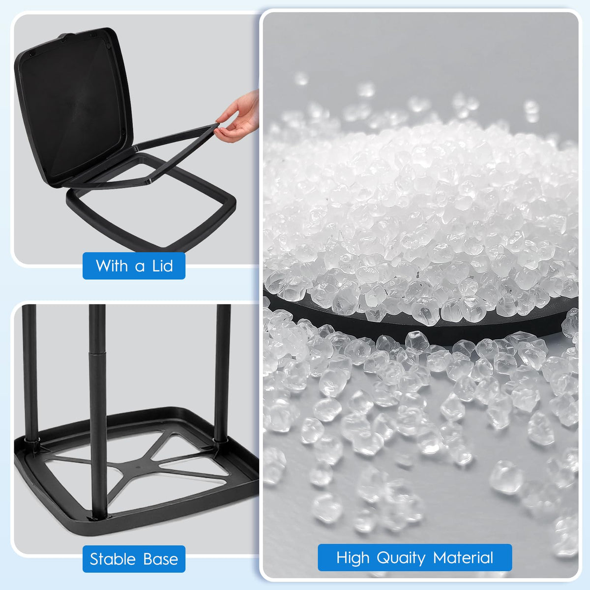 Portable Trash Bag Holder Collapsible Garbage Bin with Lid and Bands