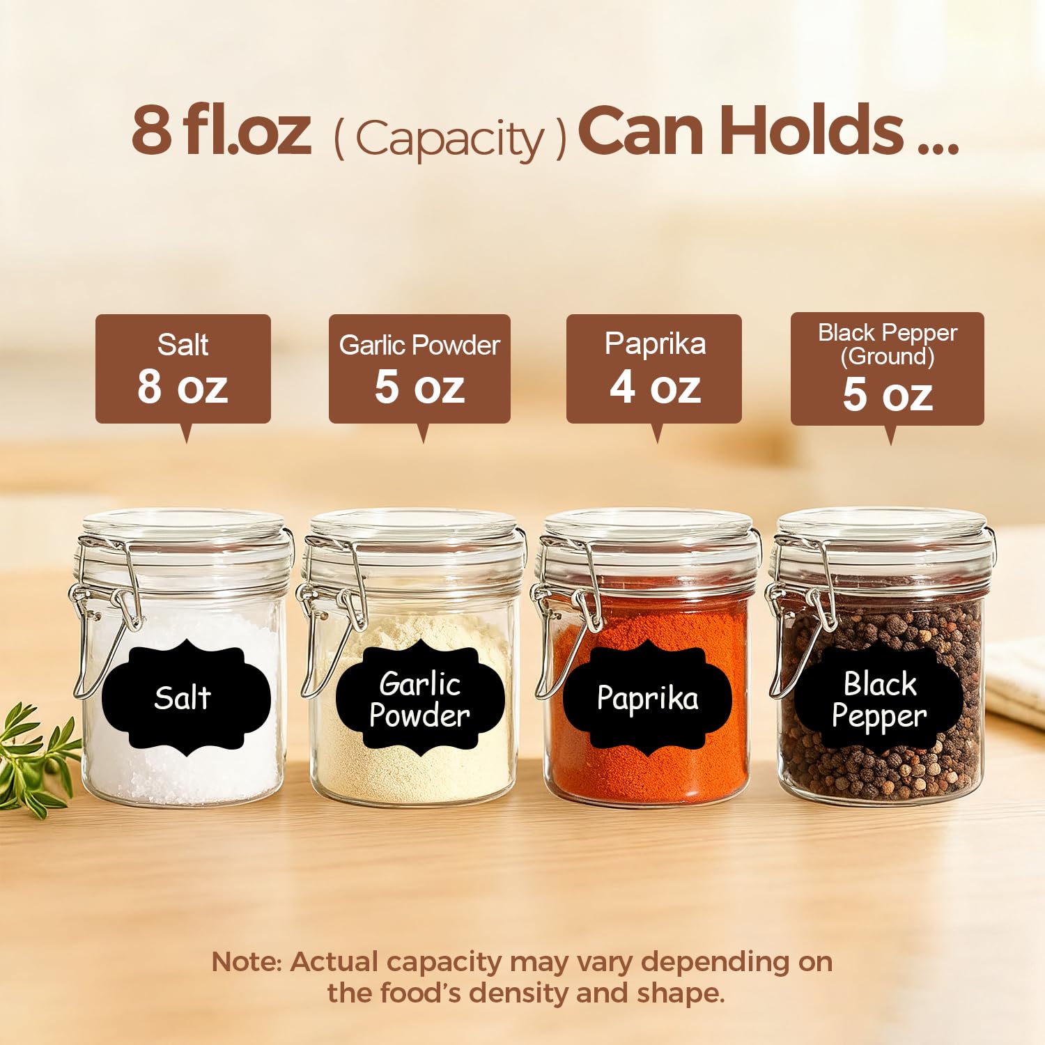 Small Mason Glass Jars with Airtight Lids 8 oz 6 Pack Pantry (6 Count)