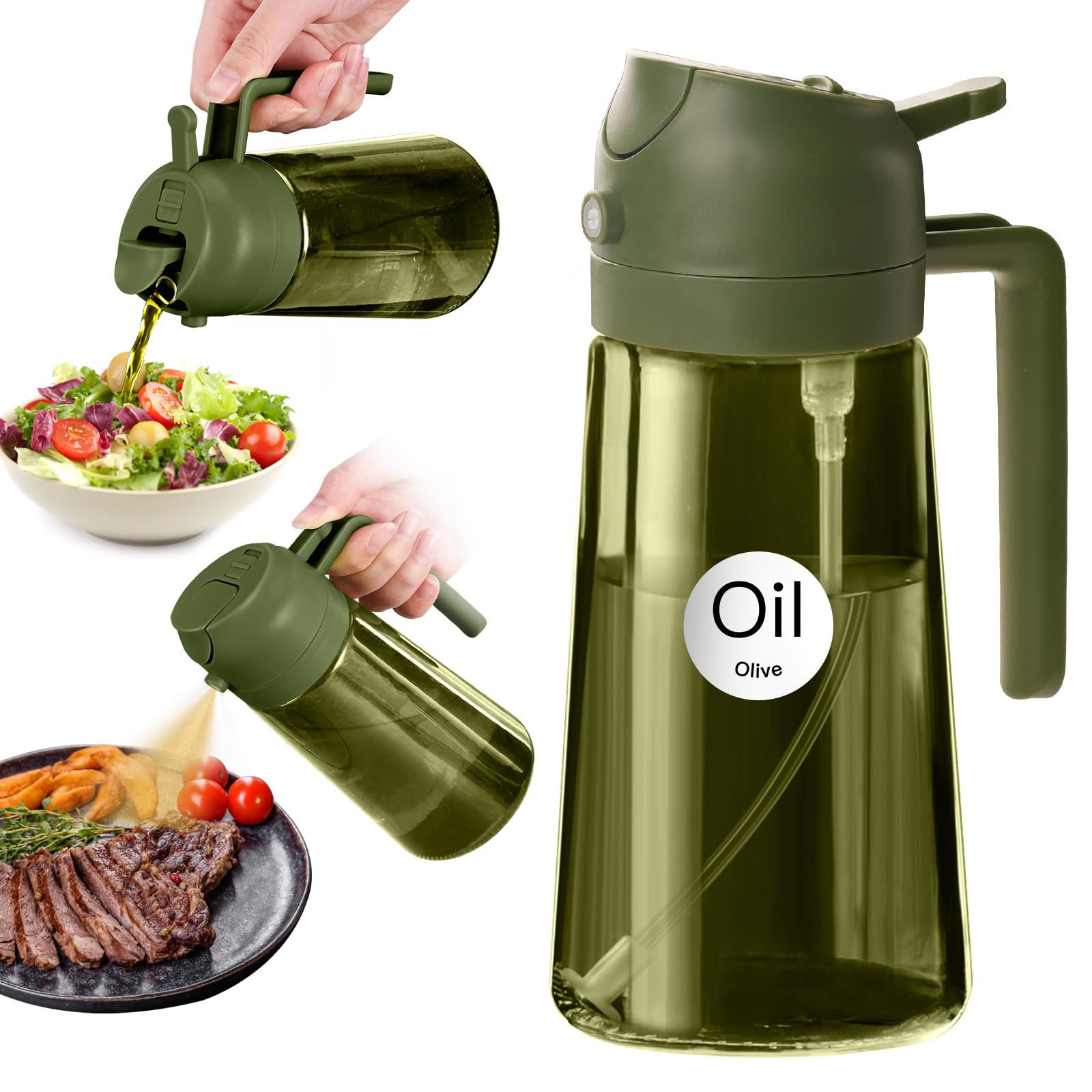 16oz 470ml Dark Green Oil Sprayer for Cooking with Stickers
