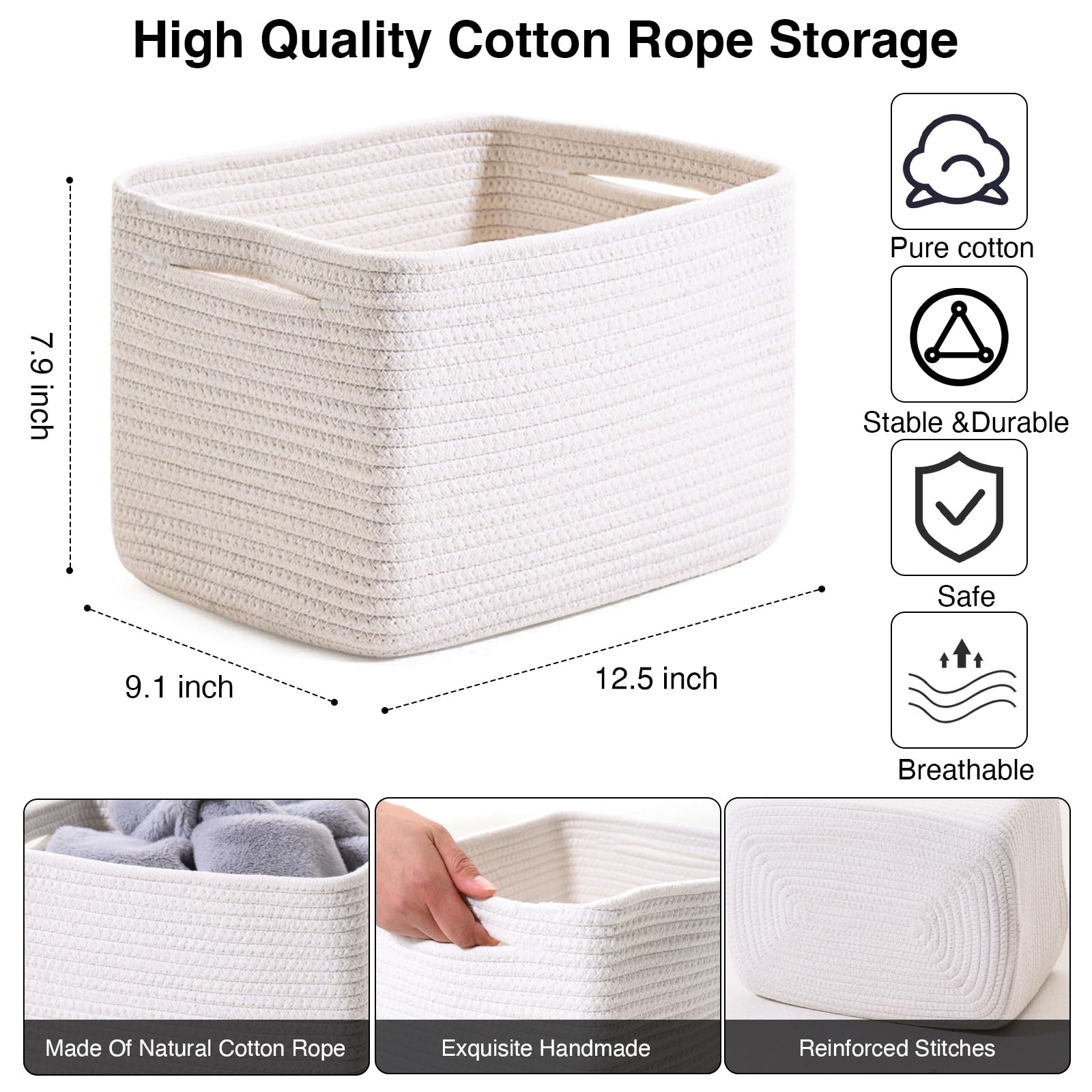 Storage Baskets for Organizing 12.5"x9.1"x7.9" (4 Count)