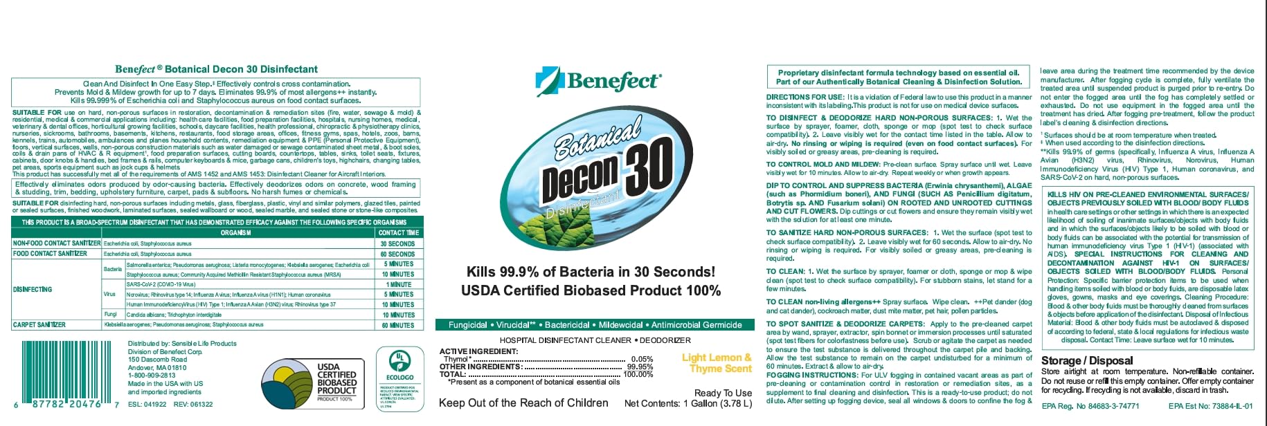 Botanical Decon 30 Disinfectant Cleaner (512 Fl Oz)