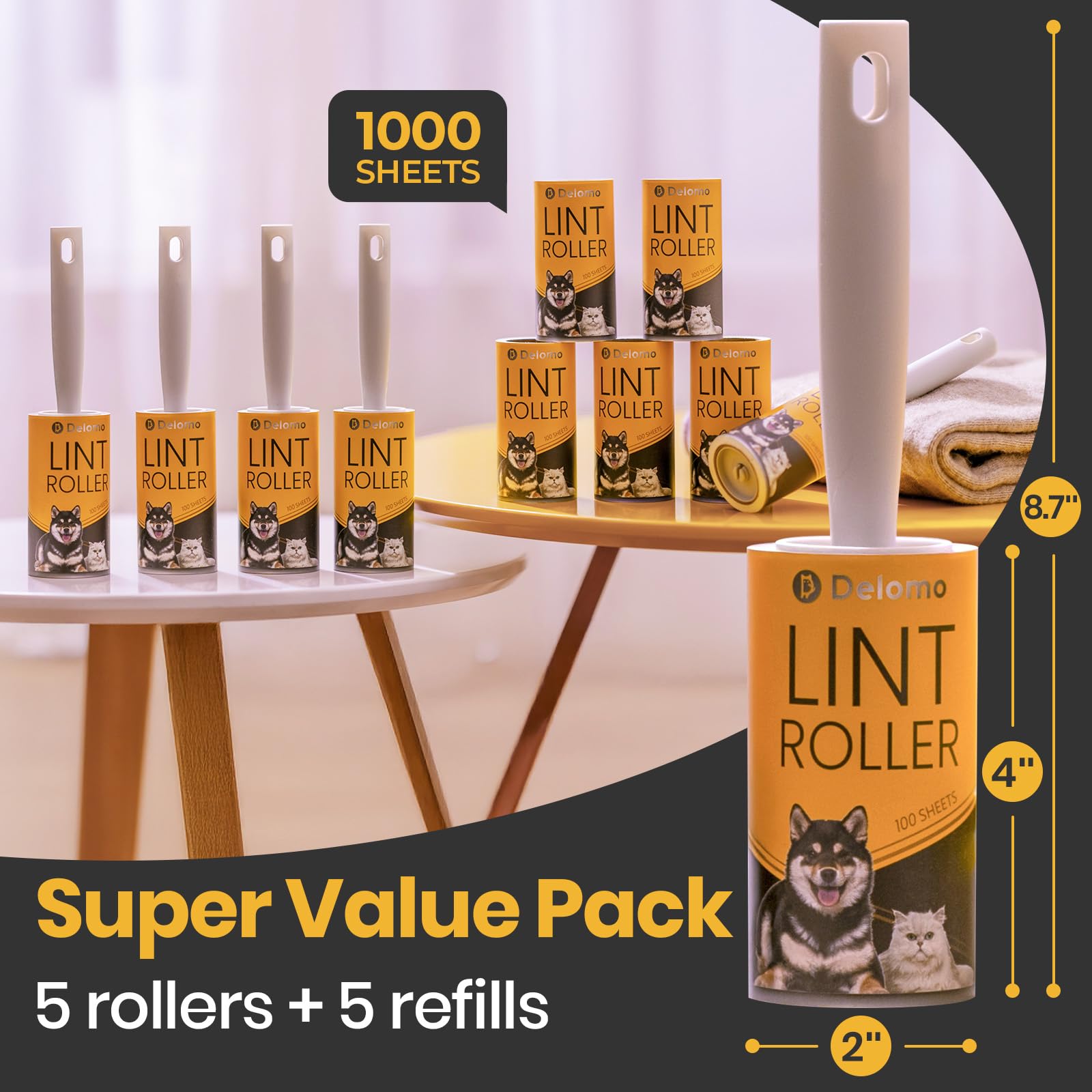 Lint Roller for Pet Hair Extra Sticky (1000 Count)