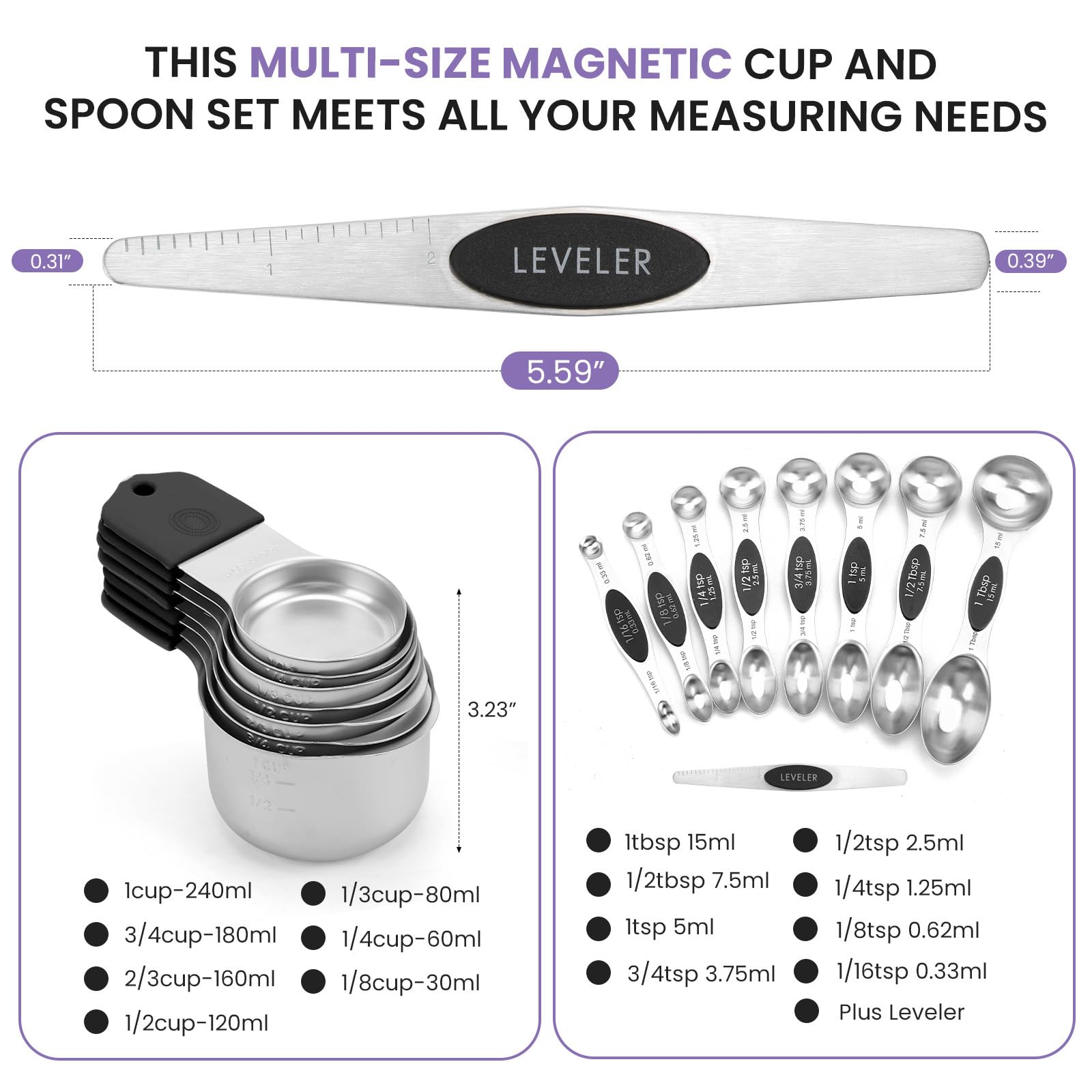 Magnetic Measuring Cups and Spoons Set