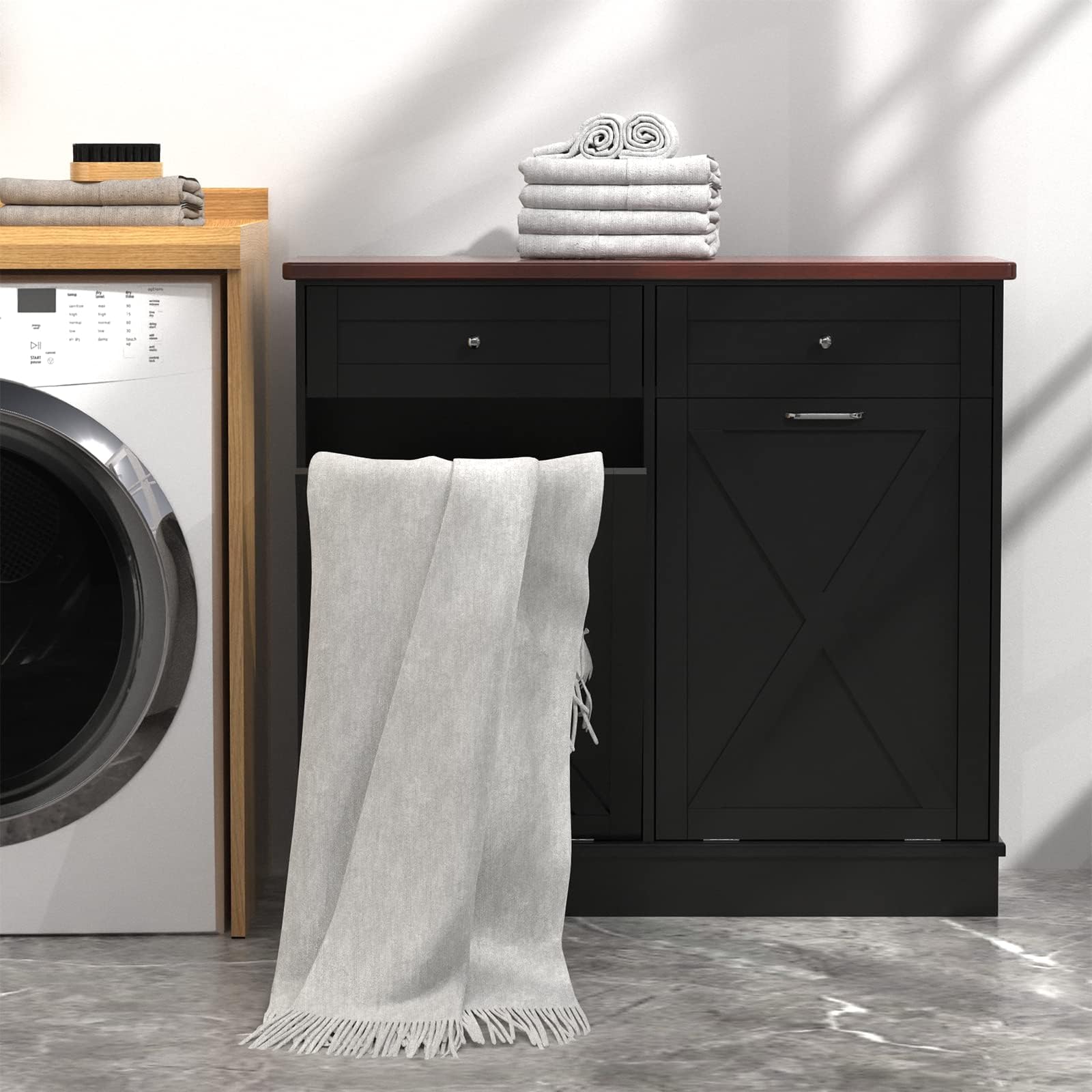 2x10 Gallon Tilt Out Trash Cabinet with Hideaway Drawers