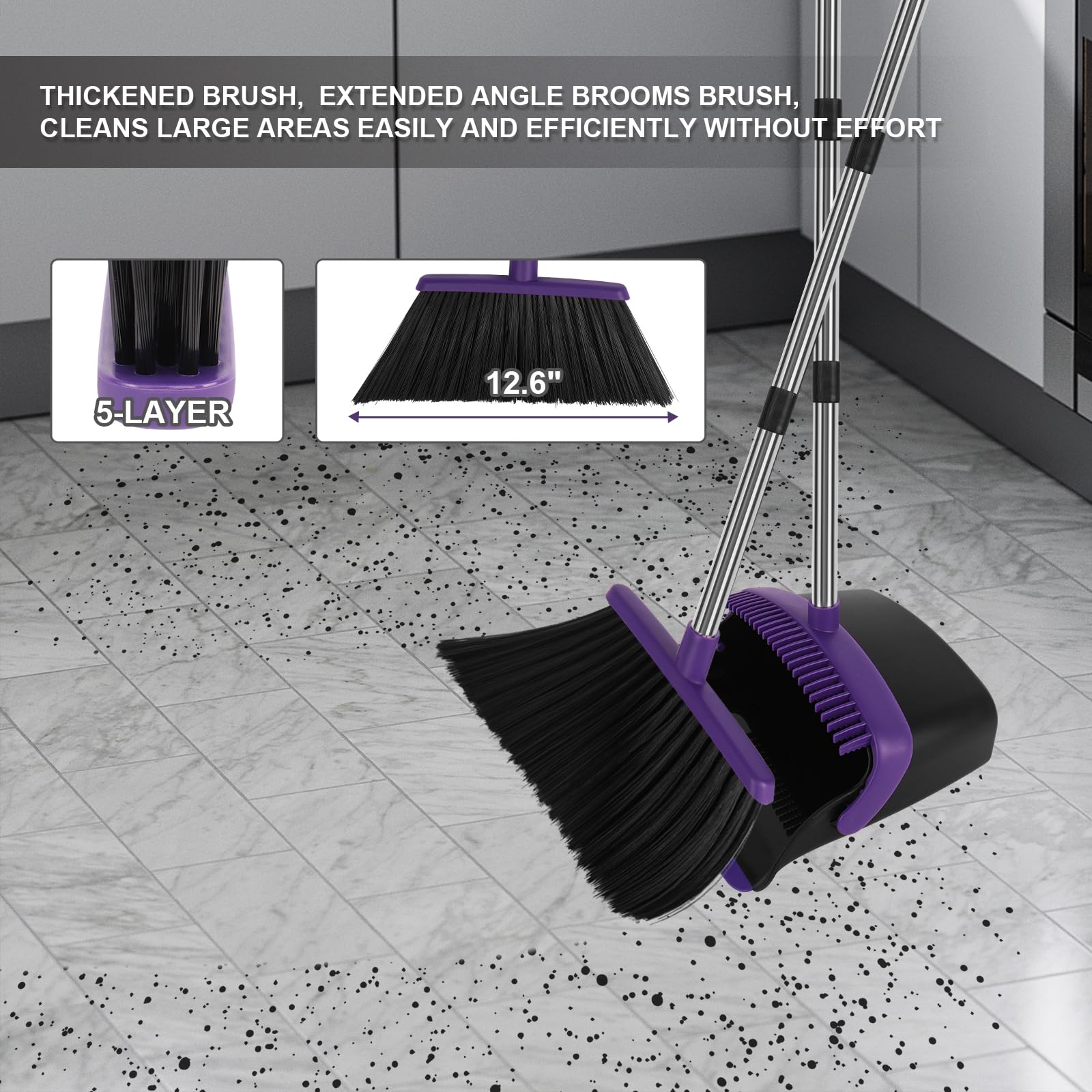 Purple Broom and Dustpan Combo Set