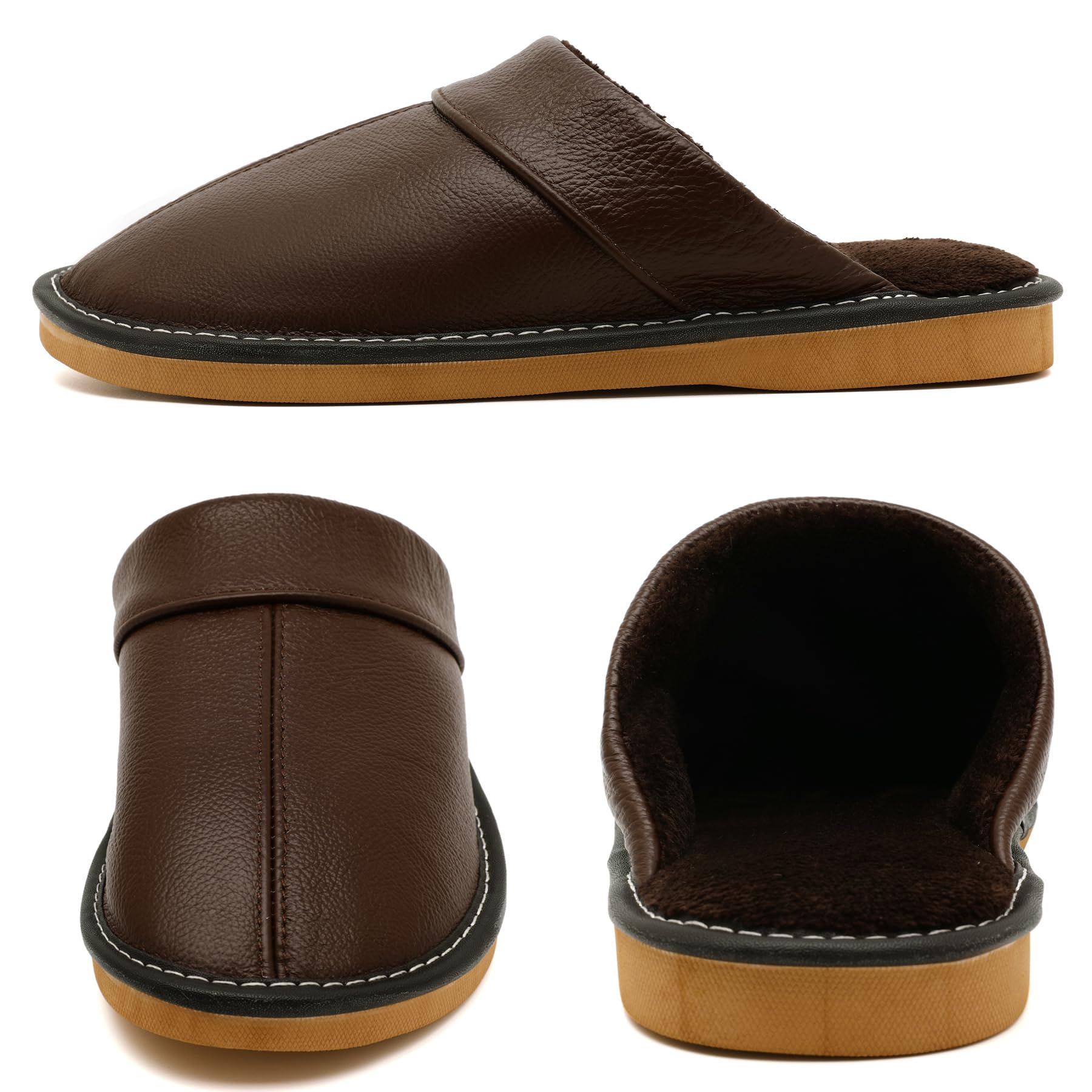 Genuine Leather Slippers for Women Men