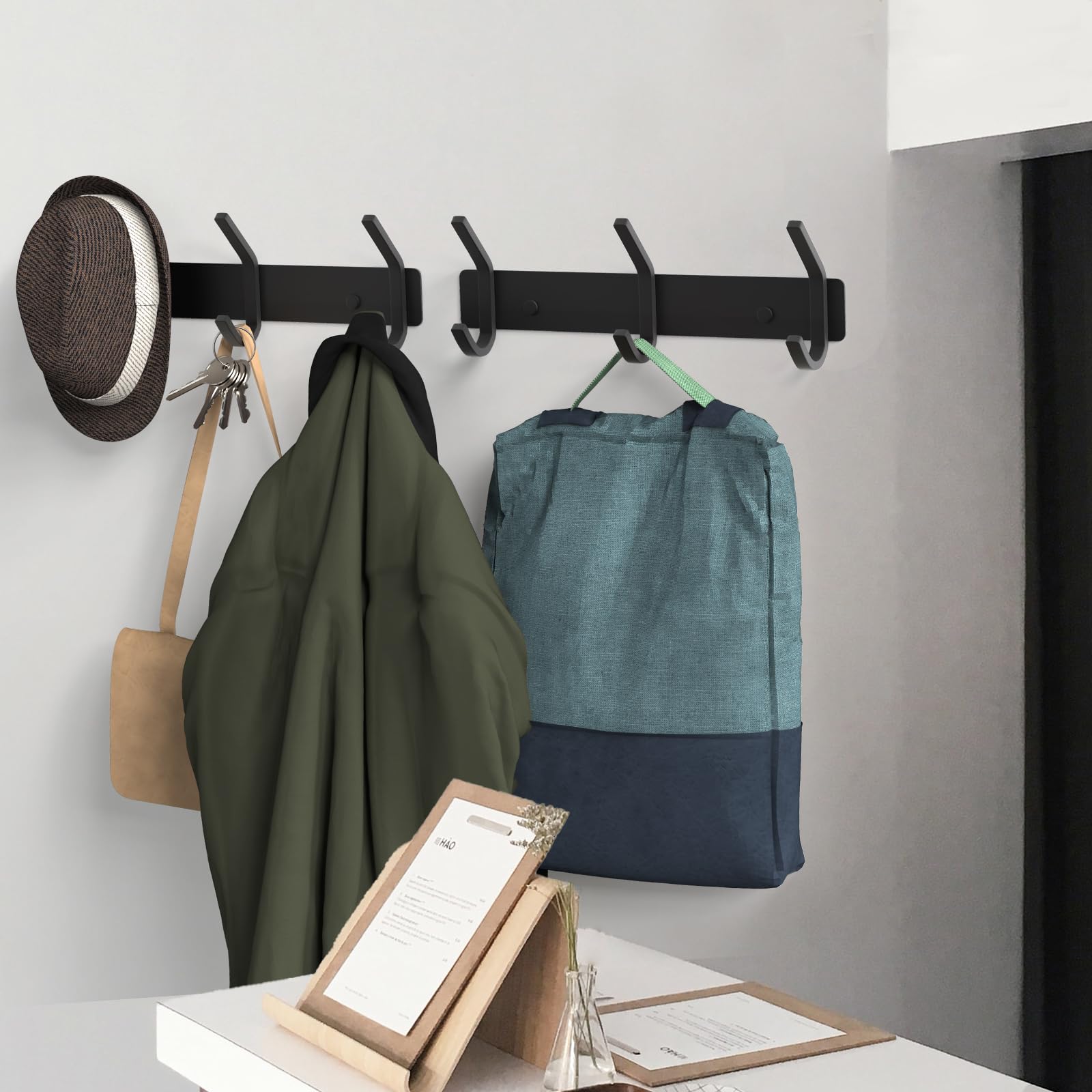 Coat Hooks Wall Hook for Hanging Clothes Robes Towels Hats Heavy Duty Coat Hanger Coat Rack Wall Mount with 3 Hooks