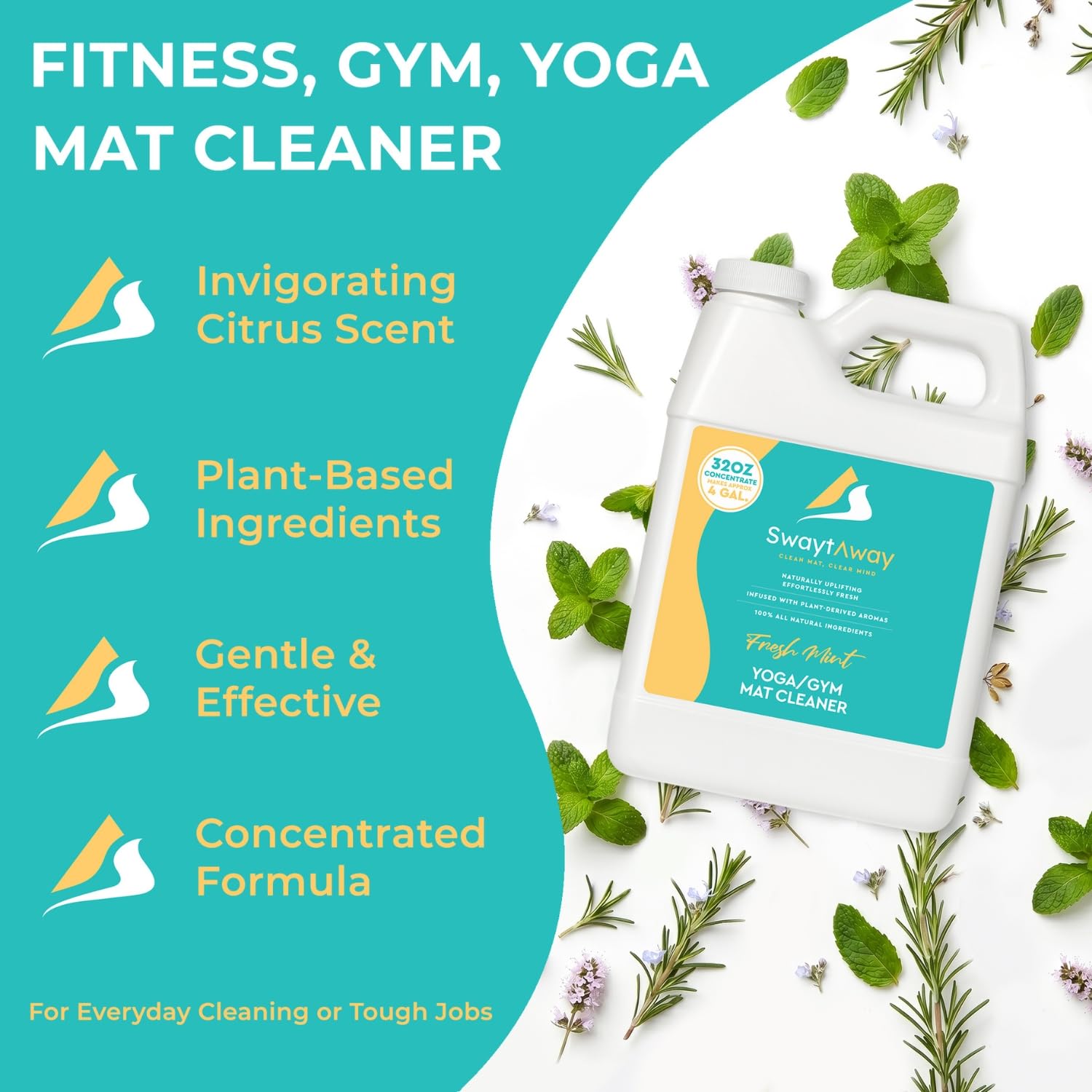SwaytAway Fitness Mat Cleaner Concentrate Fresh Mint (32 Fl Oz)
