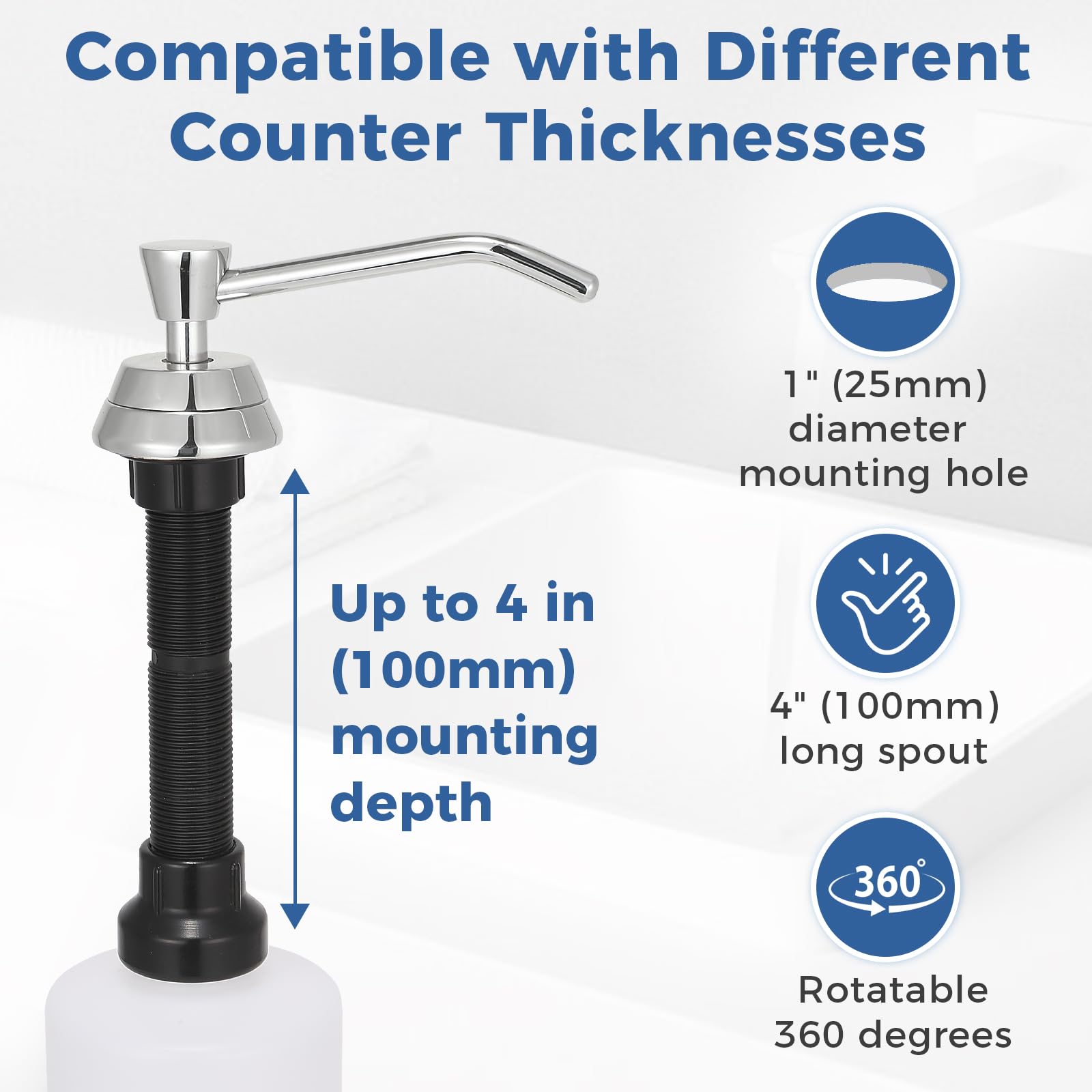 Heavy Duty Brass Countertop Liquid Soap Dispenser