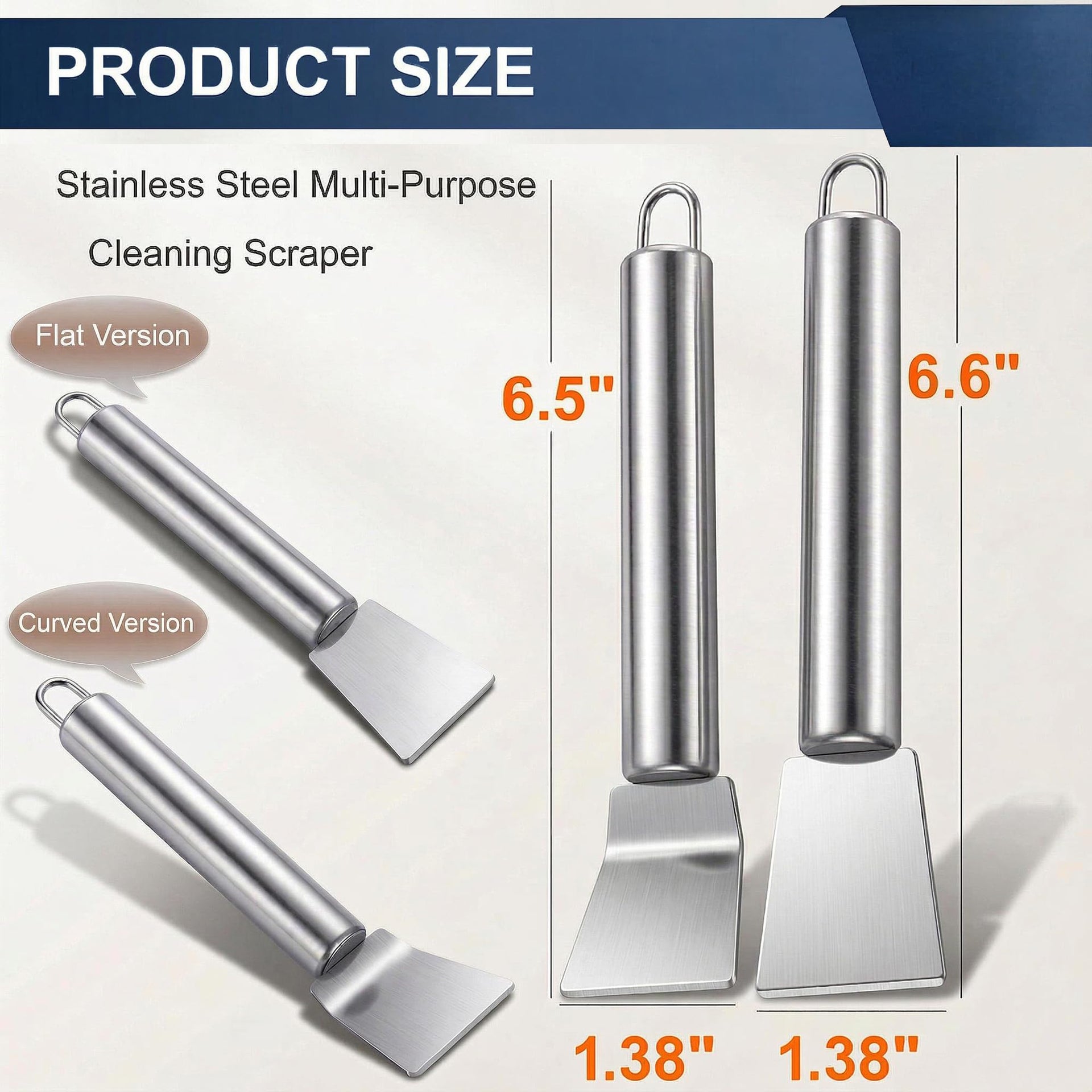 2PCS Stainless Steel Scrapers (2 Count)