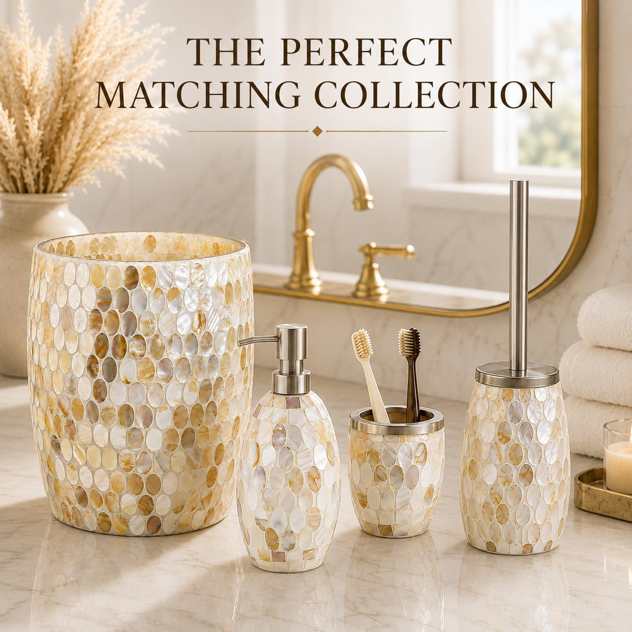 Natural Shell Bathroom Trash Can 5L