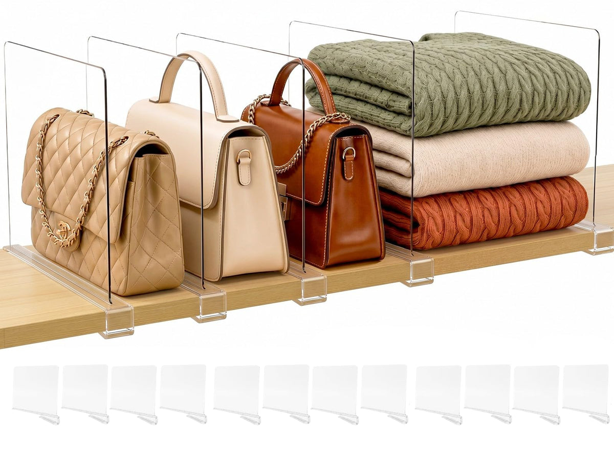 Shelf Dividers Purse Organizer for Closet (12 Count)