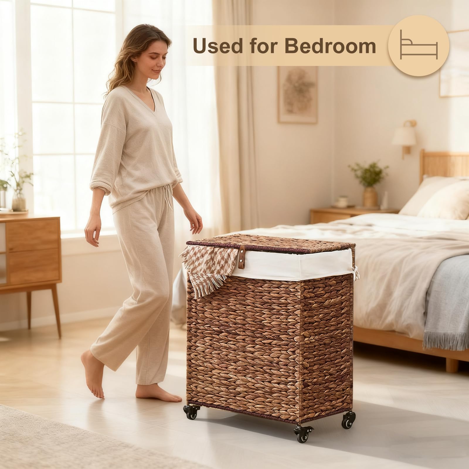 Handwoven Laundry Hamper with Wheels (3212.3322 Fl Oz)