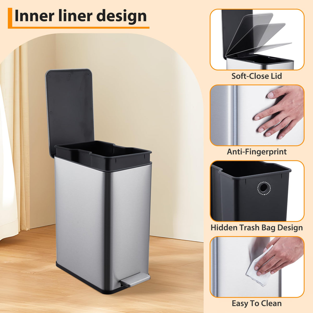 2.6 Gallon Kitchen Trash Can