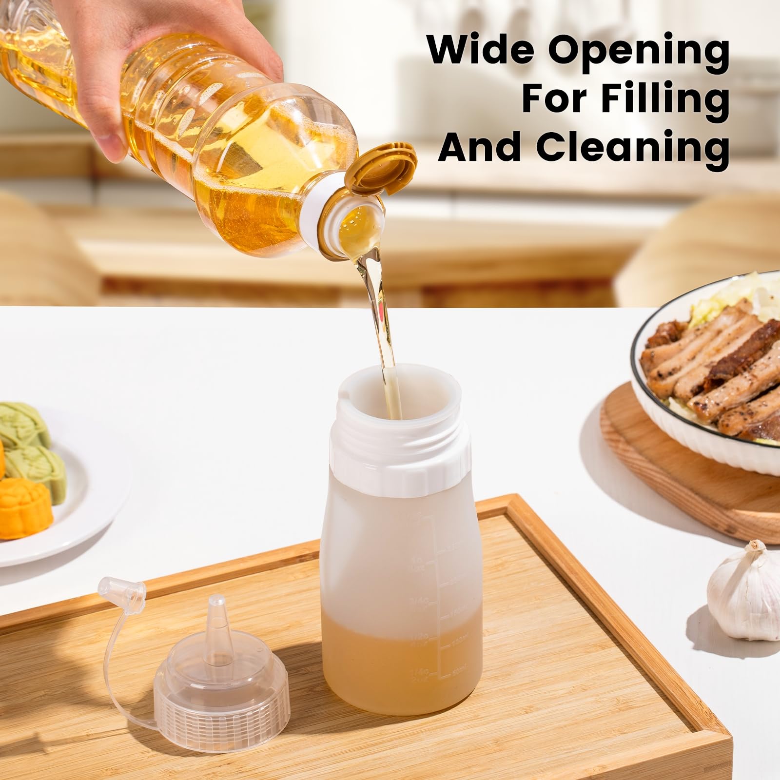 12 oz Silicone Squeeze Bottles for Sauces & Oil (4 Count)