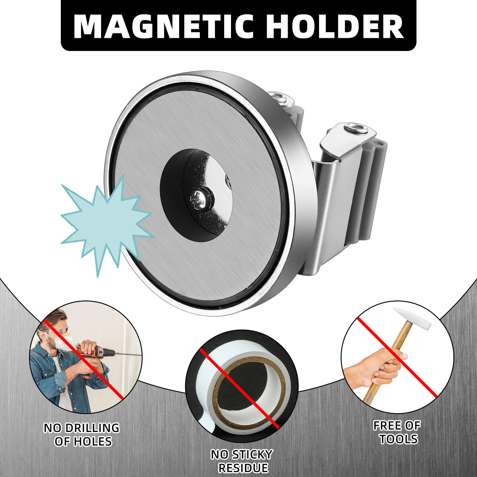 4 Pcs Magnetic Broom Holder Wall Mounted Anti Slip Rack