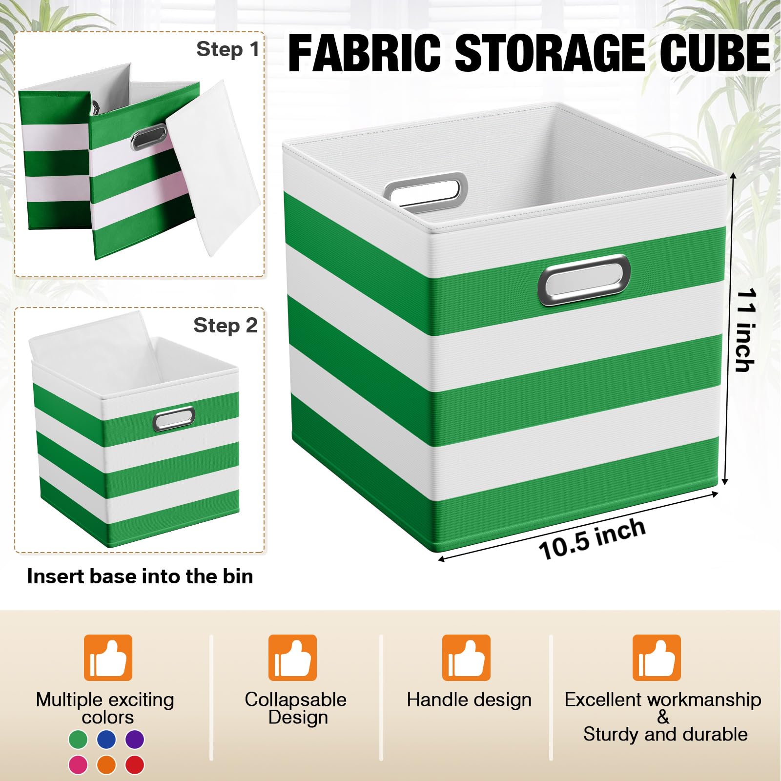 11 Inch 6 Pack Fabric Storage Cubes with Metal Handles (6 Count)